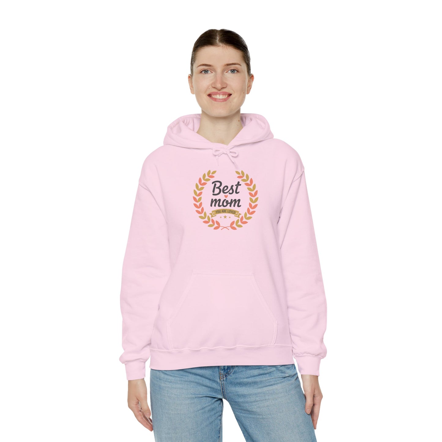Best Mom Hooded Sweatshirt — "You Are Loved" Laurel Wreath Design