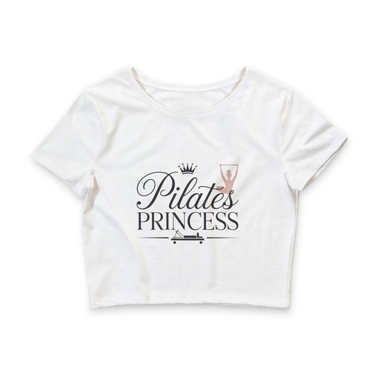 Pilates Princess Crop Tee — Dusty Rose Reformer Graphic