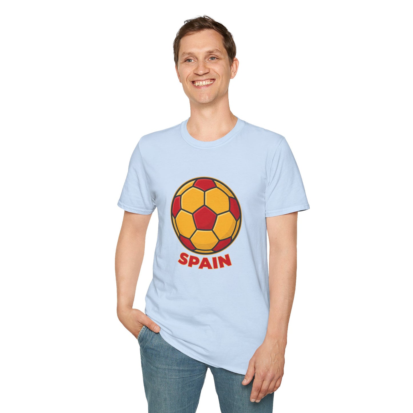 Spain Football Graphic Tee — Bold Red & Gold Soccer Shirt