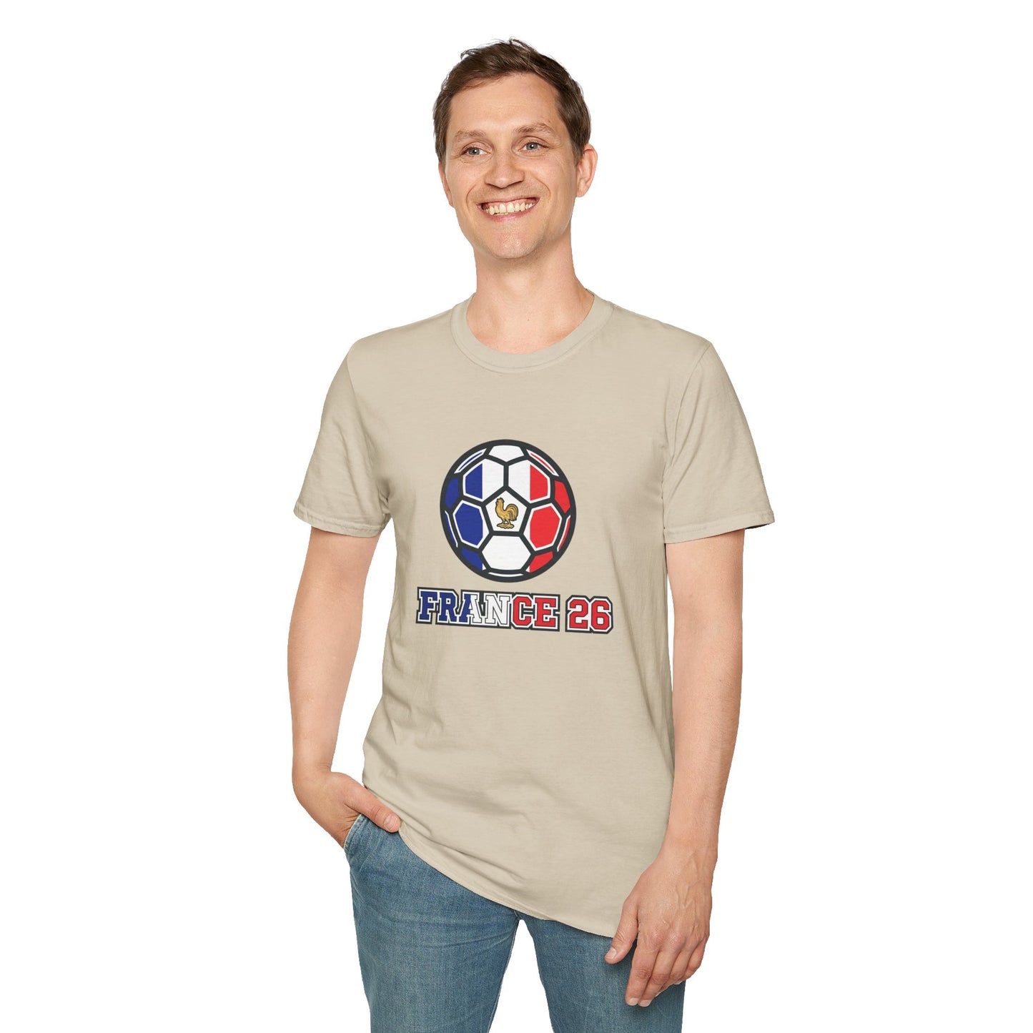 France 2026 Soccer T-Shirt — Tricolor Ball & Golden Gallic Rooster Graphic