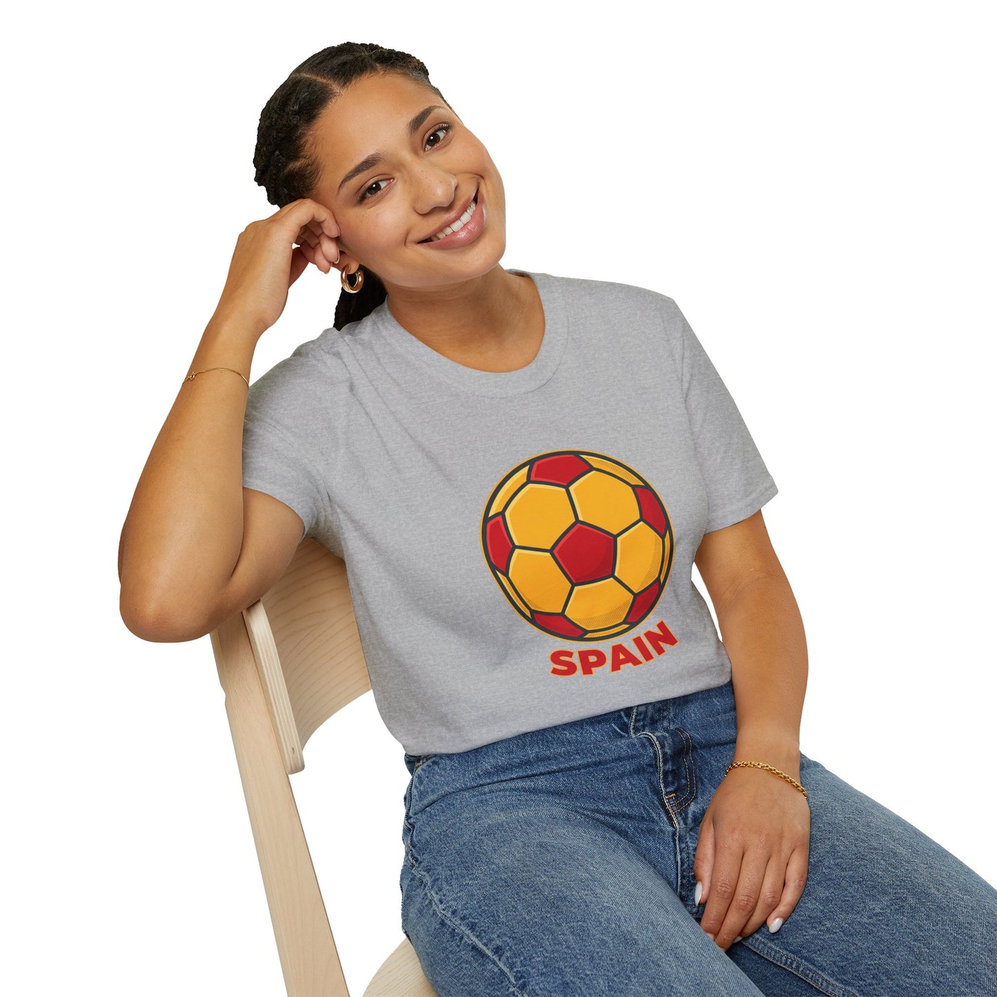 Spain Football Graphic Tee — Bold Red & Gold Soccer Shirt