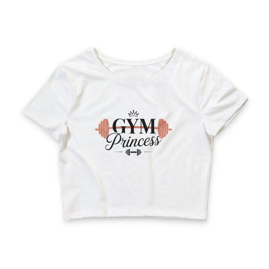 Gym Princess Crop Tee — Rose-Gold Barbell Graphic Tank for Women