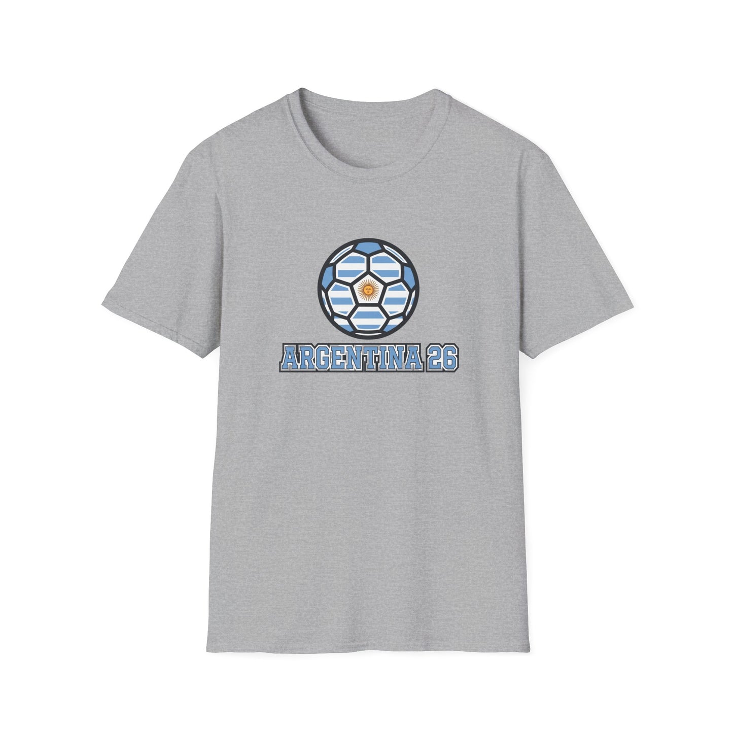 Argentina 26 Soccer T‑Shirt — La Albiceleste Sun of May Graphic Tee