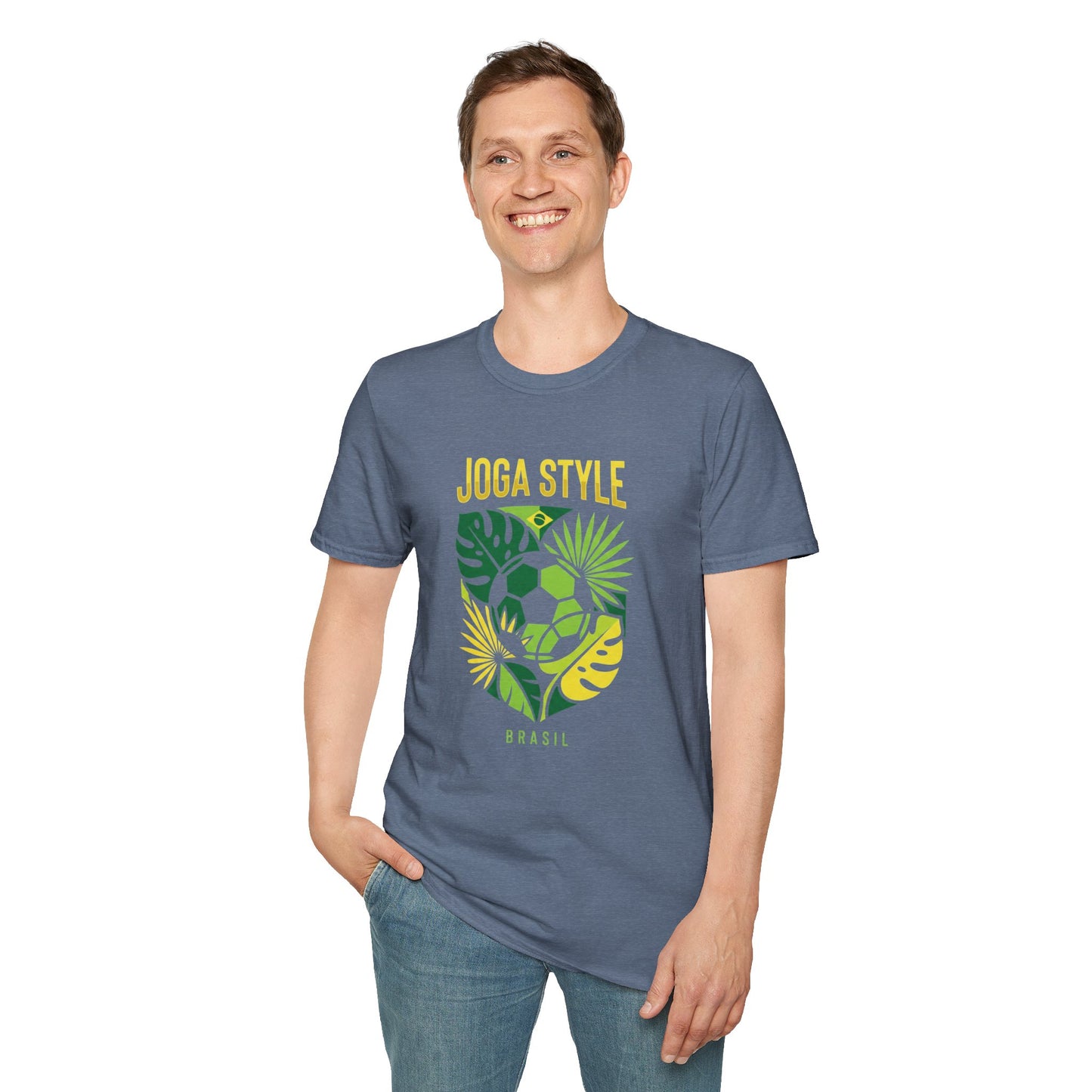 Joga Style Brasil Soccer T-Shirt — Monstera Shield Graphic