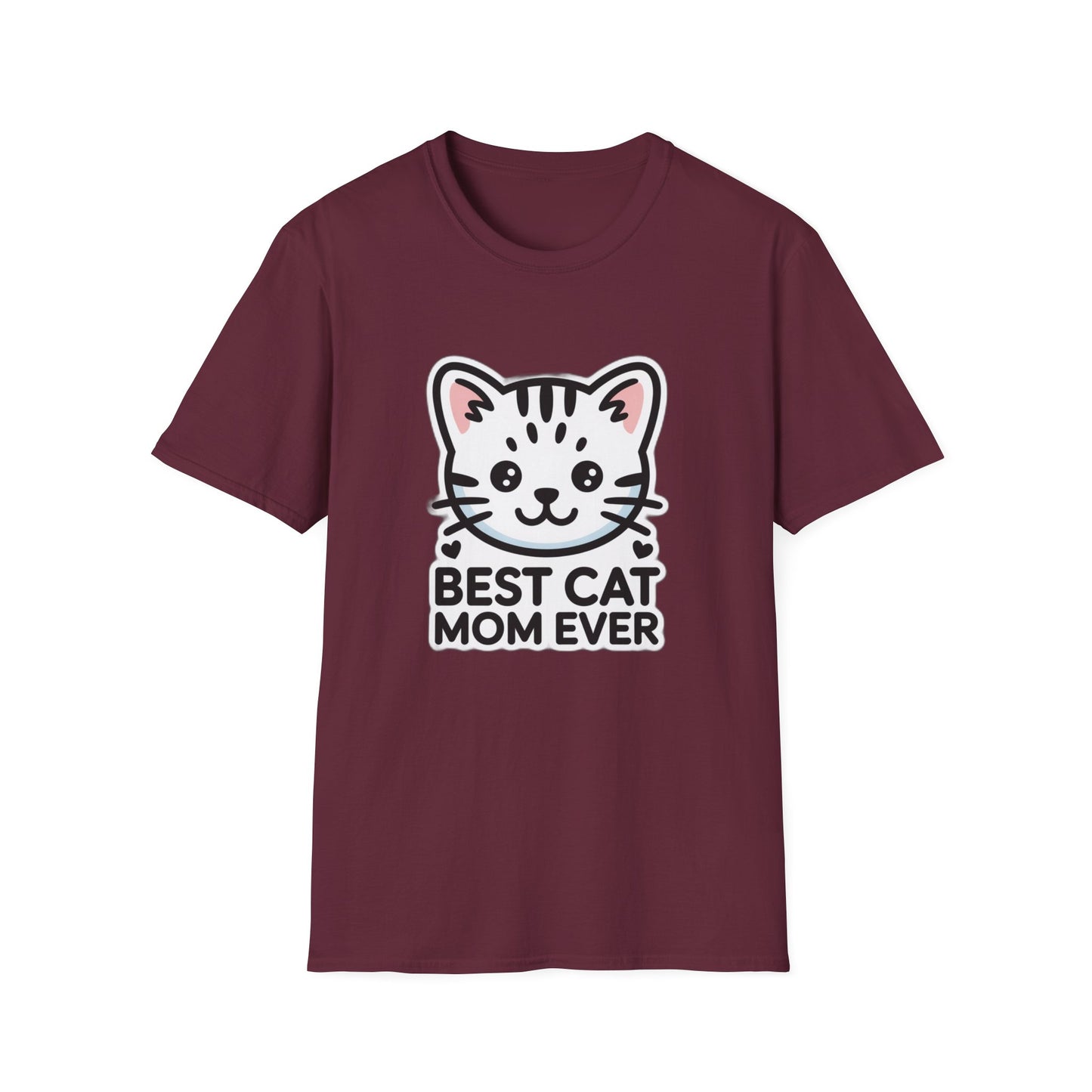Best Cat Mom Ever T-Shirt - Kawaii Grey Tabby Cat Graphic Tee - Cute Cat Lover Gift