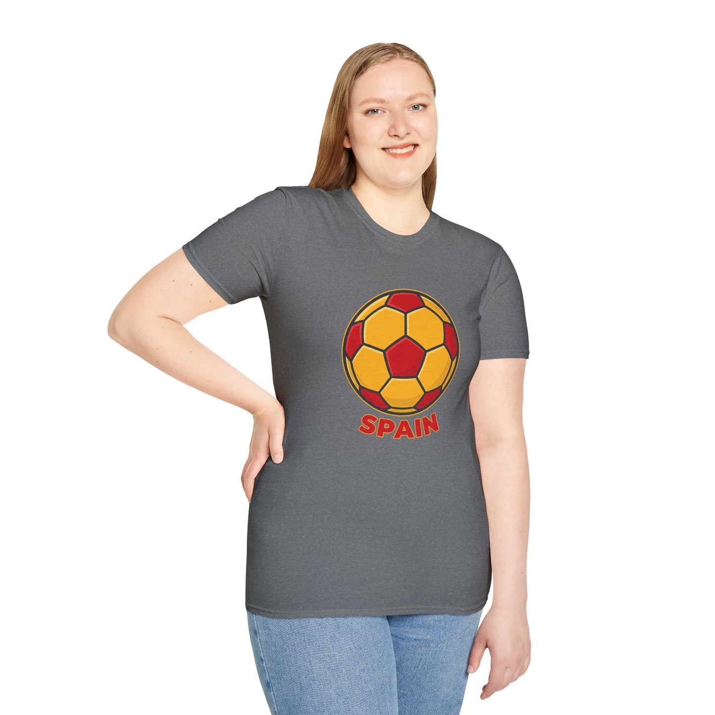 Spain Football Graphic Tee — Bold Red & Gold Soccer Shirt