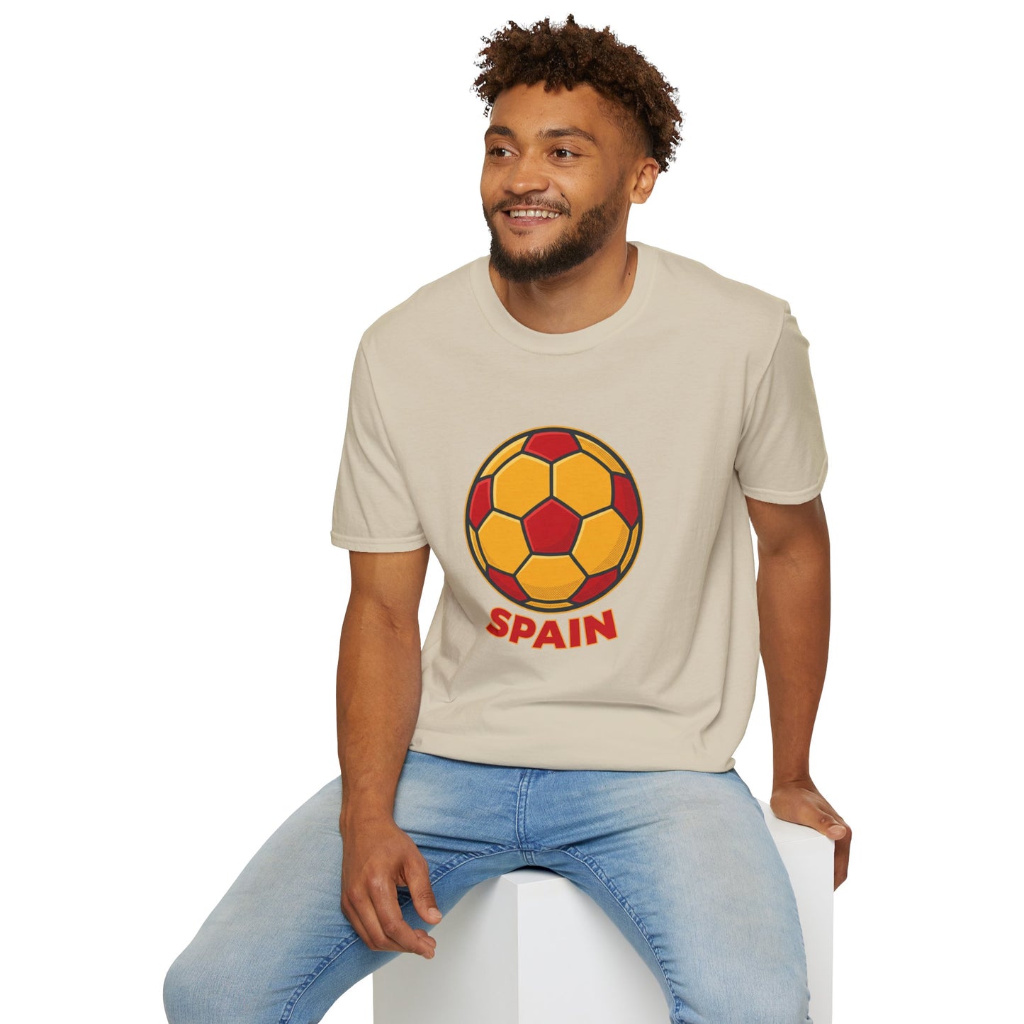 Spain Football Graphic Tee — Bold Red & Gold Soccer Shirt