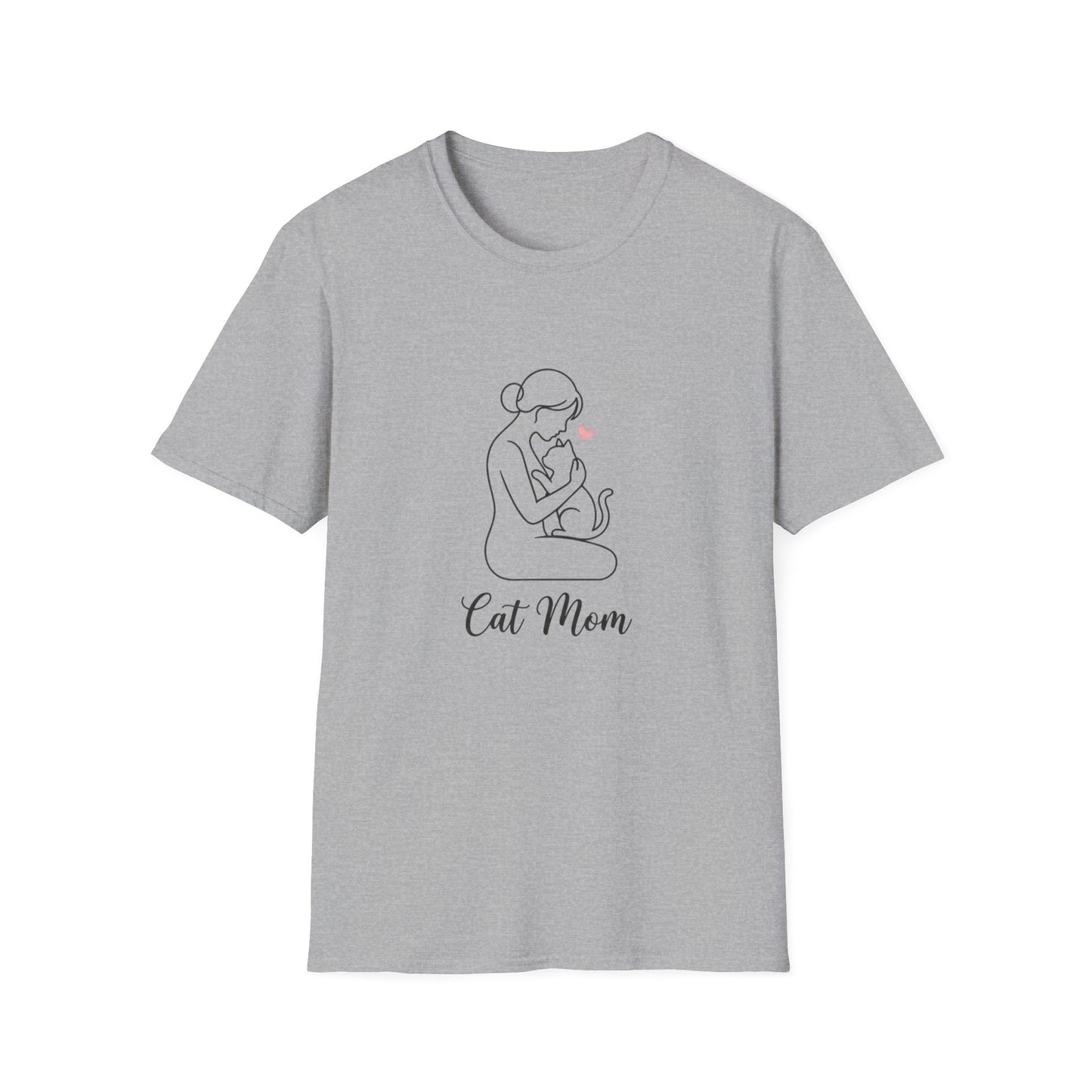 Cat Mom T-Shirt - Minimalist Line Art Graphic Tee - Cute Pet Lover Gift