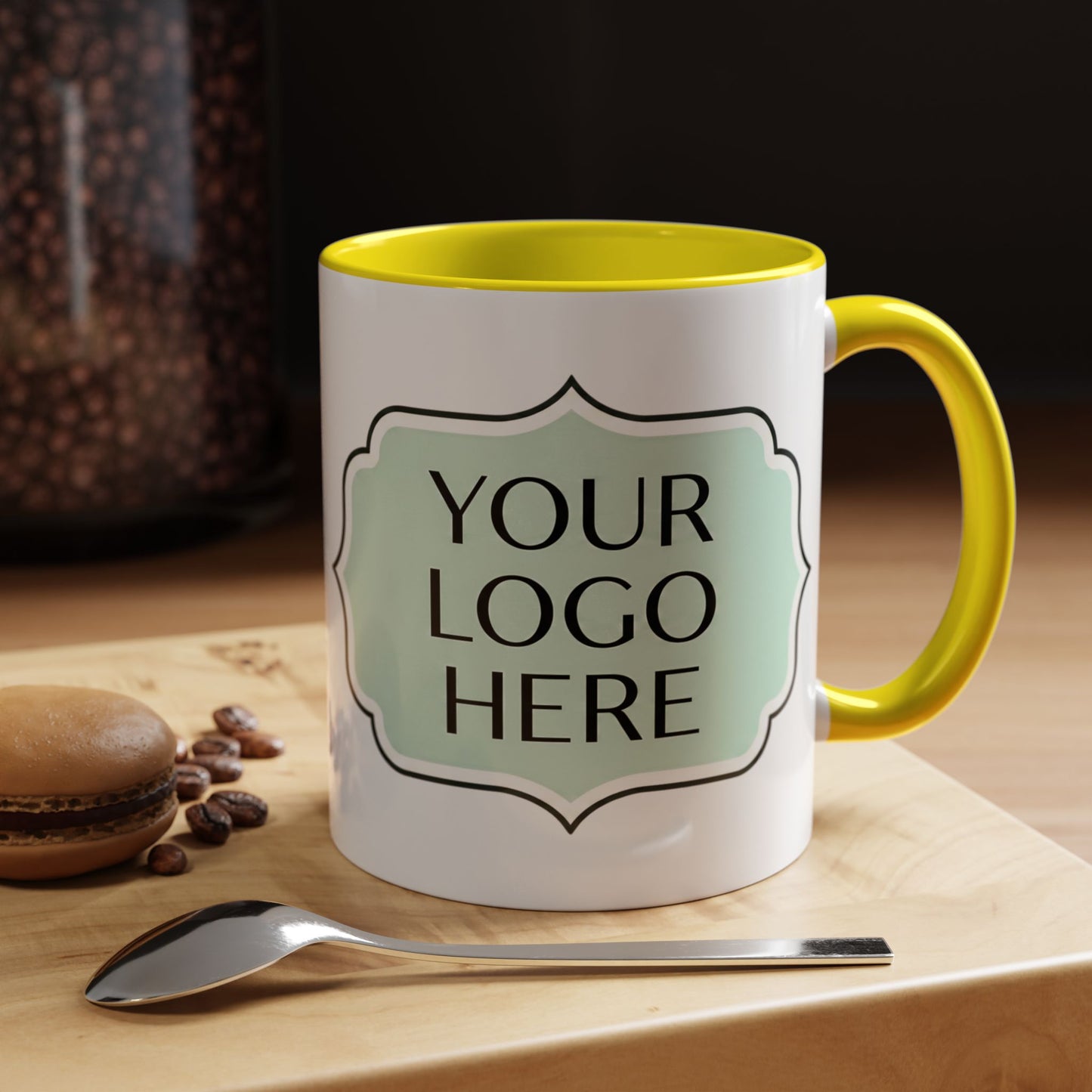 Accent Coffee Mug - Custom Logo Mint Label Design (11/15oz)