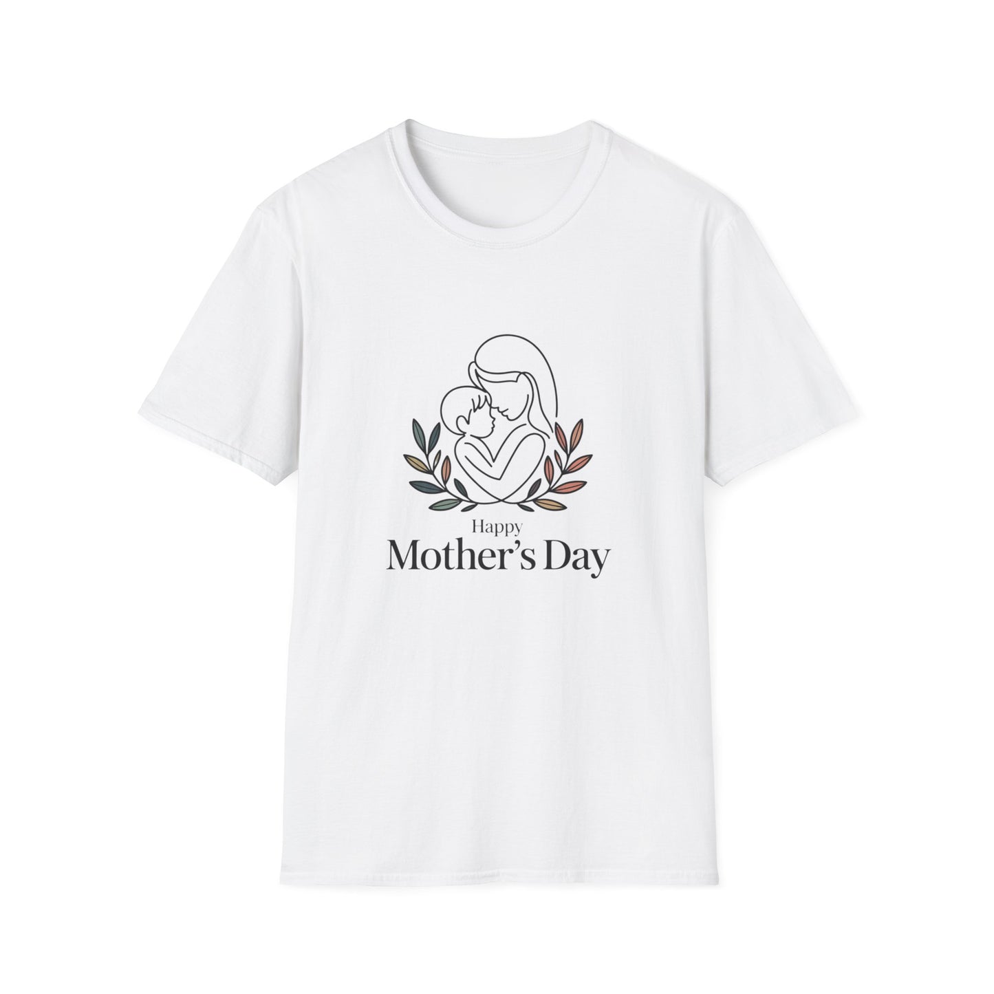 Happy Mother's Day Gift - Aesthetic Mom Tee - Botanical T-Shirt - Minimalist Line Art Mom & Baby Gift Tee