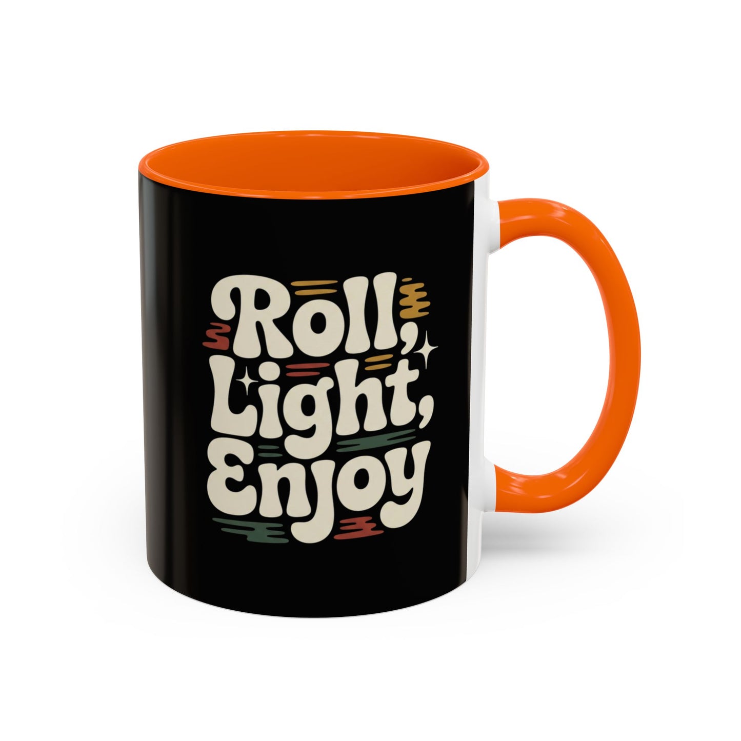 Coffee Mug — "Roll Light, Enjoy" Retro Accent Coffee Cup (11/15oz)