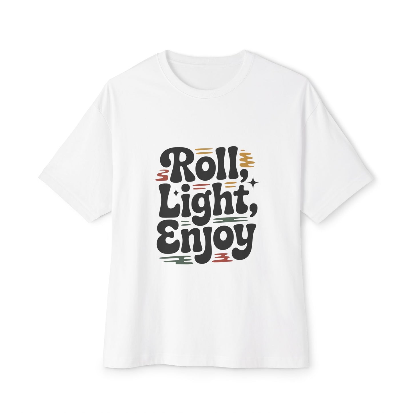 Roll, Light, Enjoy Boxy Tee — Retro Chill Graphic T-Shirt