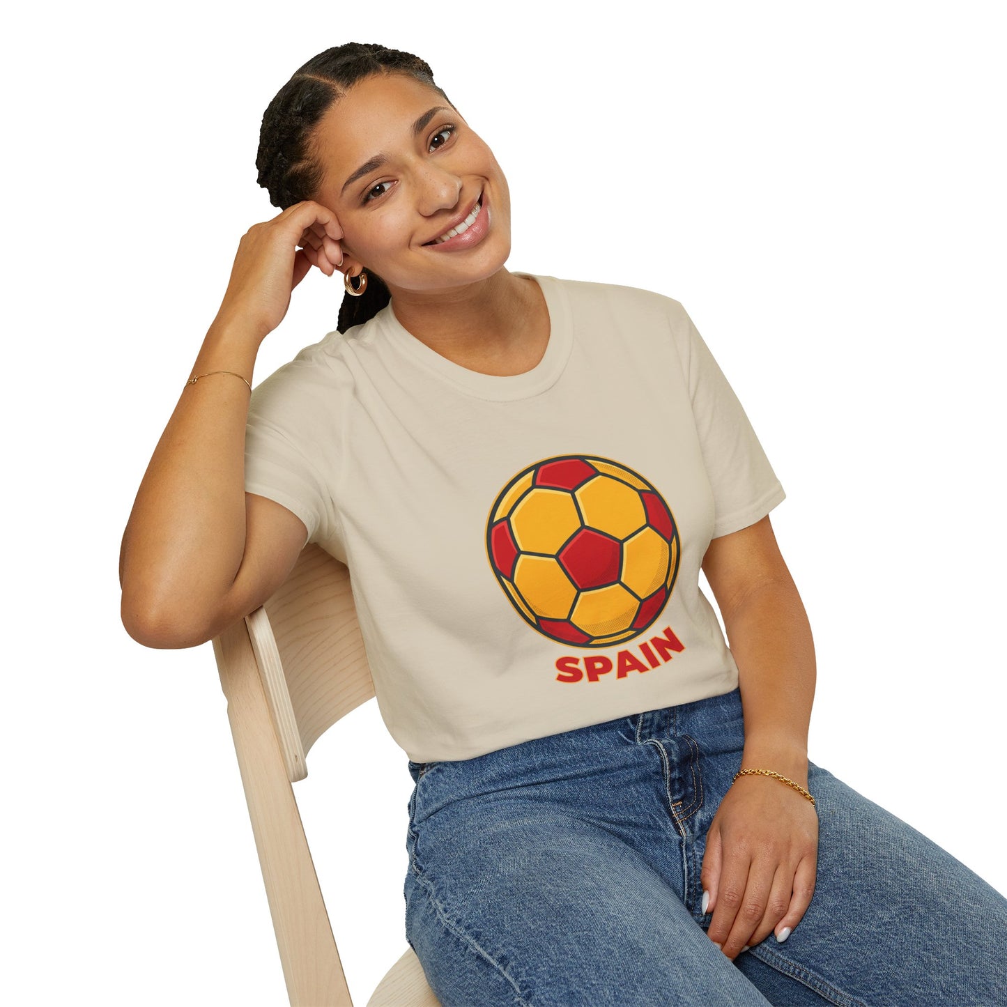 Spain Football Graphic Tee — Bold Red & Gold Soccer Shirt