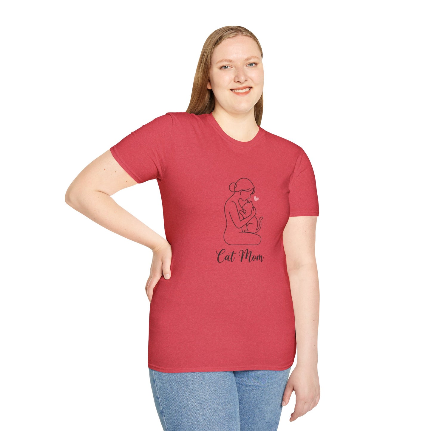 Cat Mom T-Shirt - Minimalist Line Art Graphic Tee - Cute Pet Lover Gift