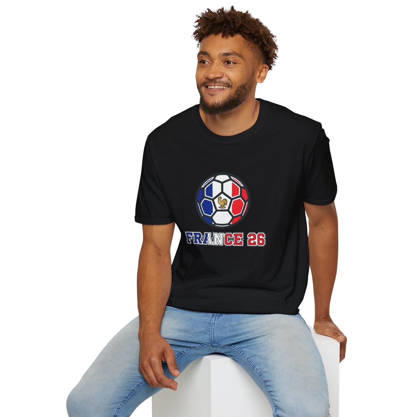 France 2026 Soccer T-Shirt — Tricolor Ball & Golden Gallic Rooster Graphic