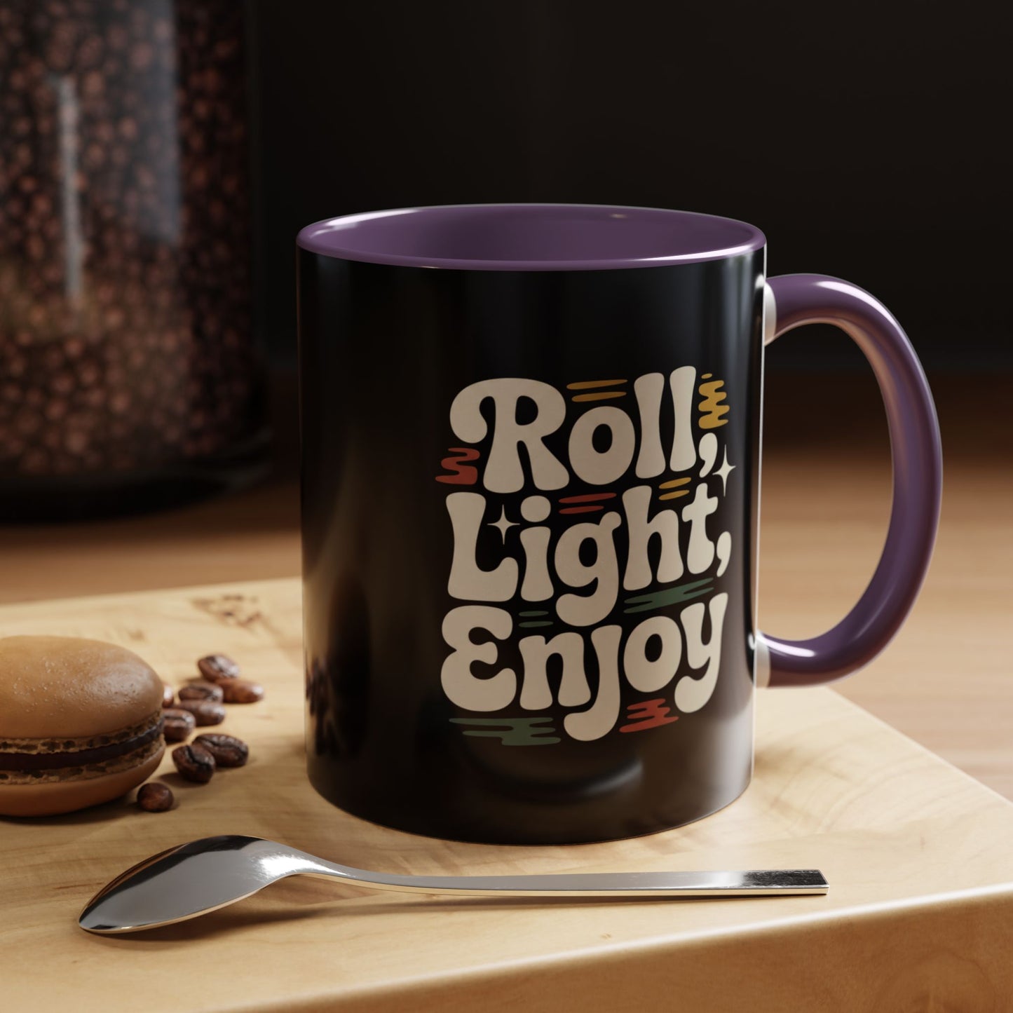 Coffee Mug — "Roll Light, Enjoy" Retro Accent Coffee Cup (11/15oz)
