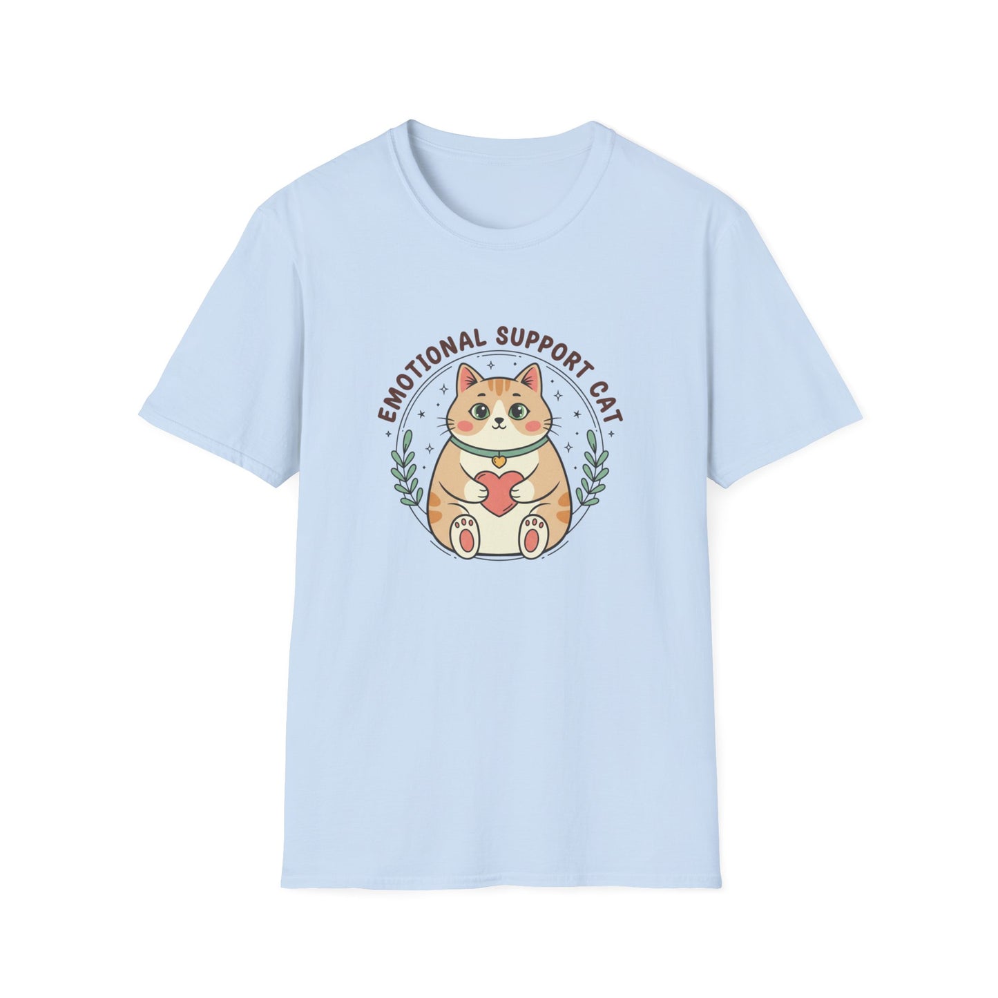 Emotional Support Cat T-Shirt — Kawaii Ginger Tabby Heart Cottagecore Tee