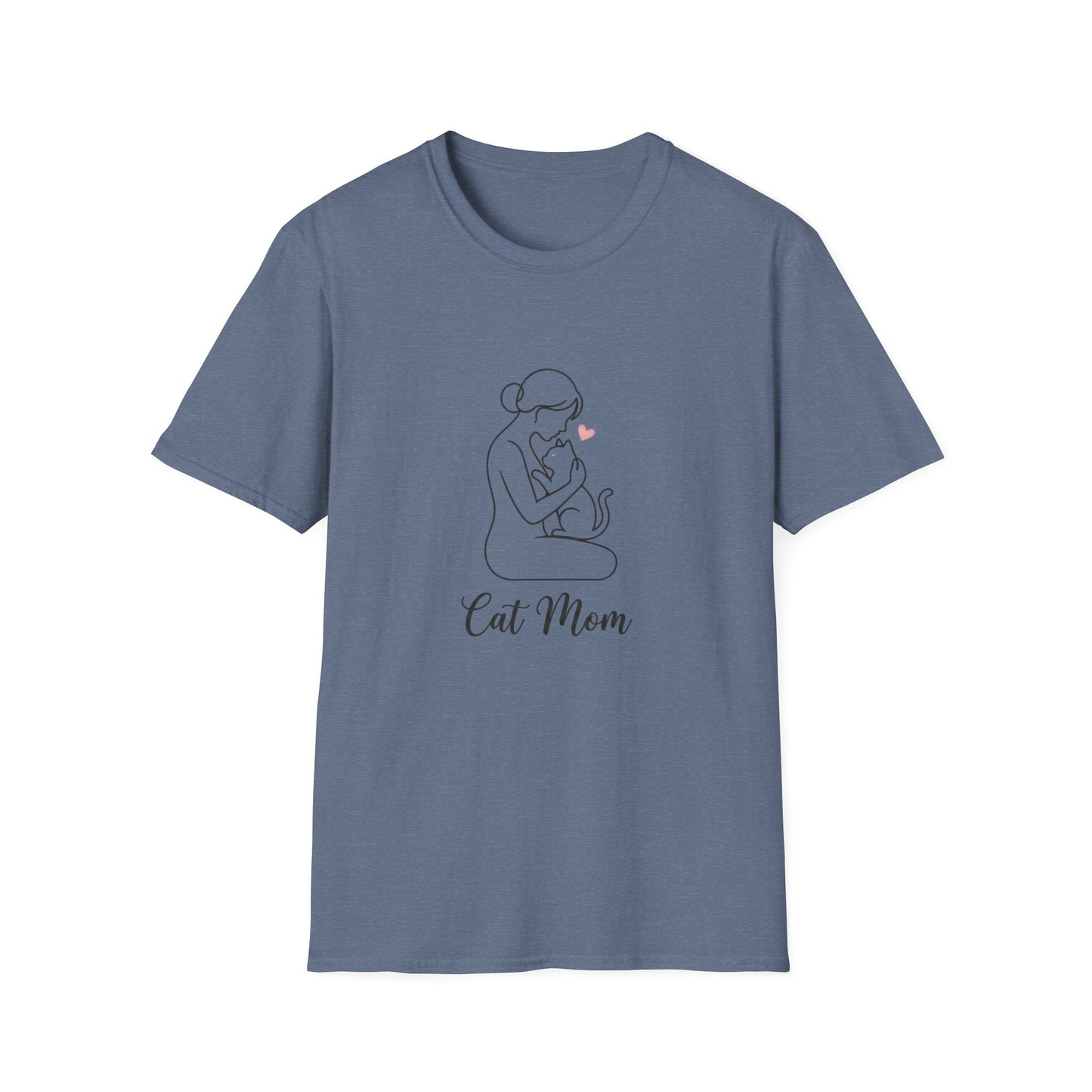 Cat Mom T-Shirt - Minimalist Line Art Graphic Tee - Cute Pet Lover Gift