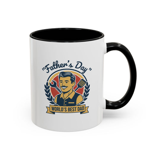 Mug de café pour la fête des pères — Design rétro "Meilleur Papa du Monde" avec outils