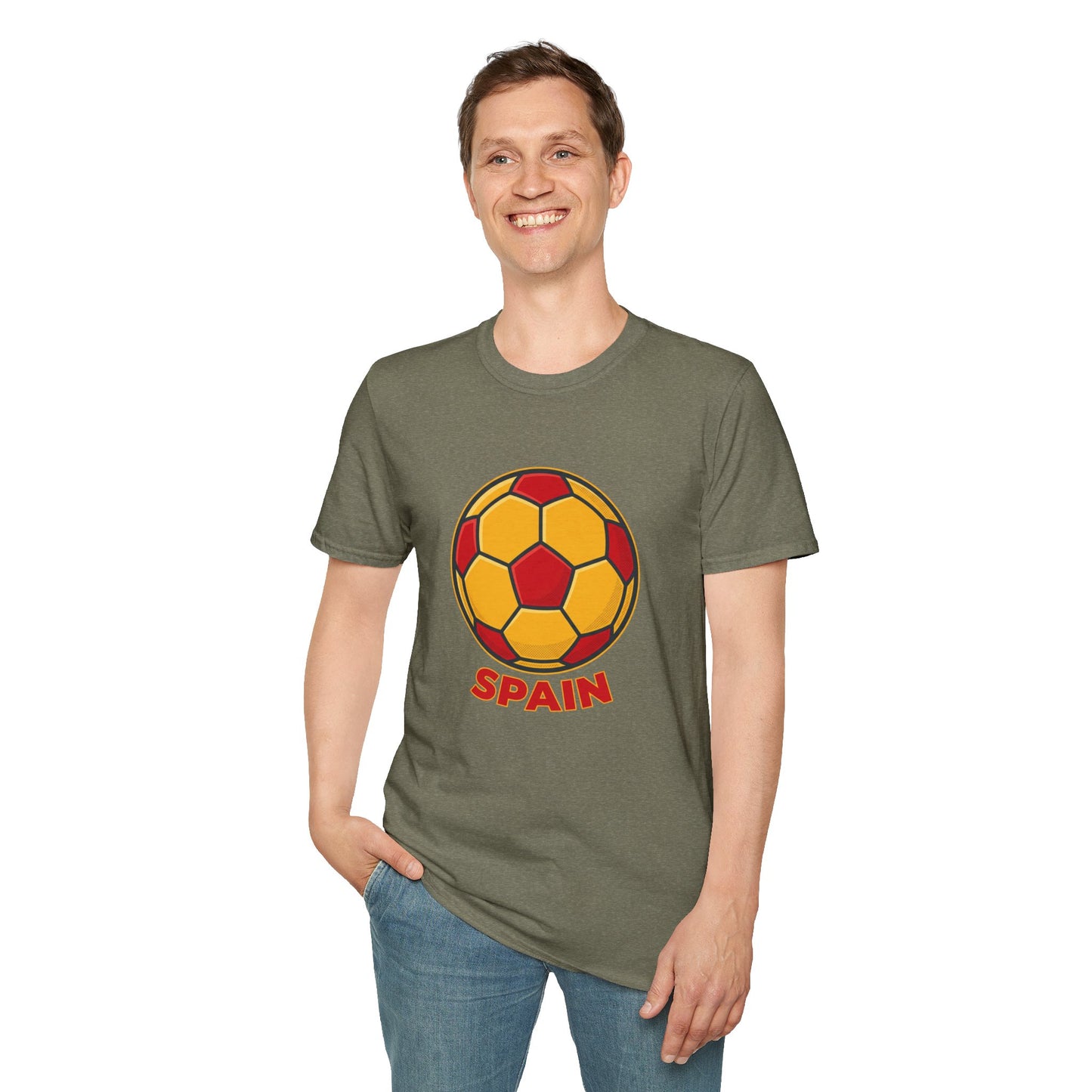 Spain Football Graphic Tee — Bold Red & Gold Soccer Shirt