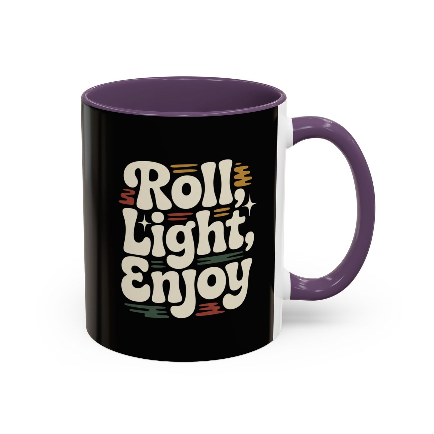 Coffee Mug — "Roll Light, Enjoy" Retro Accent Coffee Cup (11/15oz)