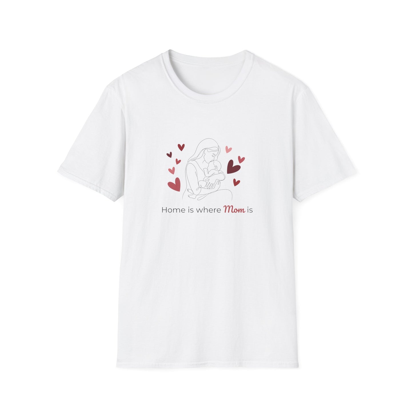 Home Is Where Mom Is T-Shirt — Cute Heart Mom Graphic Tee for Mother's Day