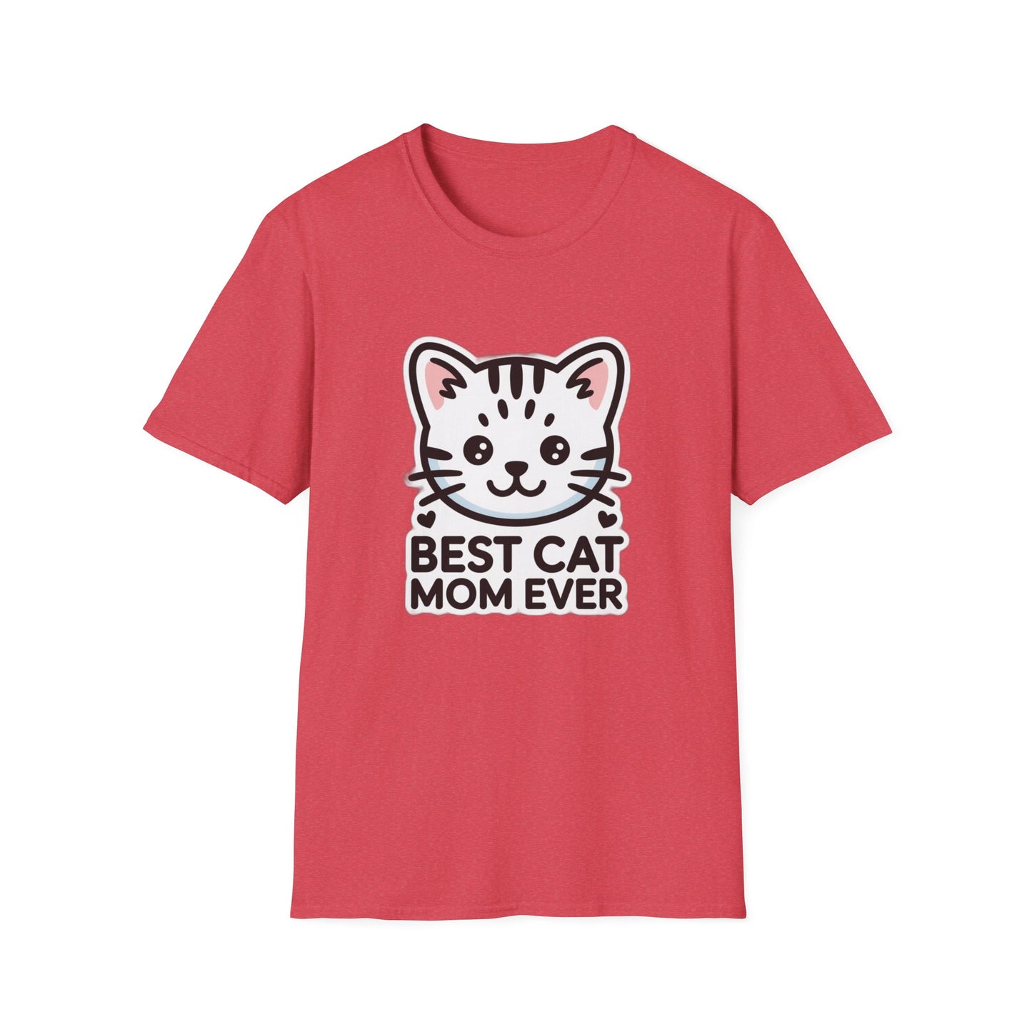 Best Cat Mom Ever T-Shirt - Kawaii Grey Tabby Cat Graphic Tee - Cute Cat Lover Gift