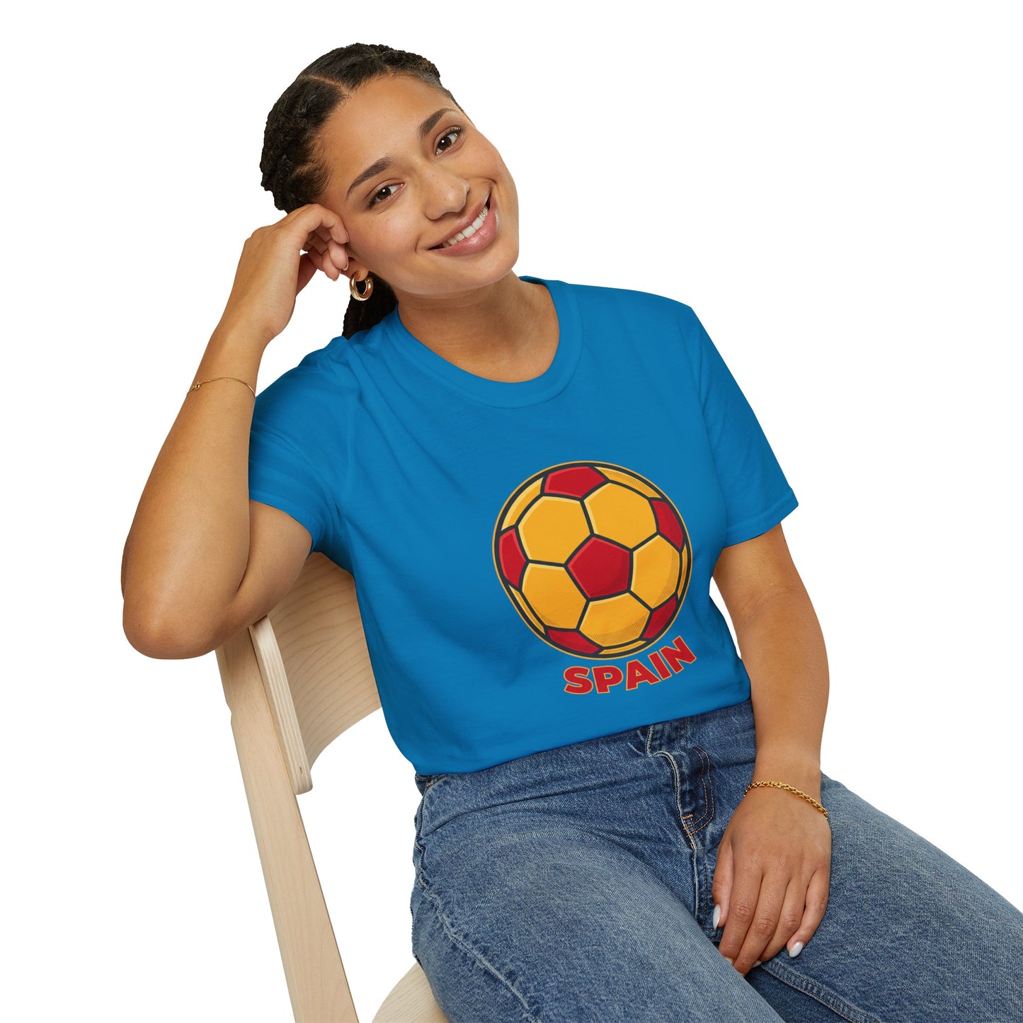 Spain Football Graphic Tee — Bold Red & Gold Soccer Shirt