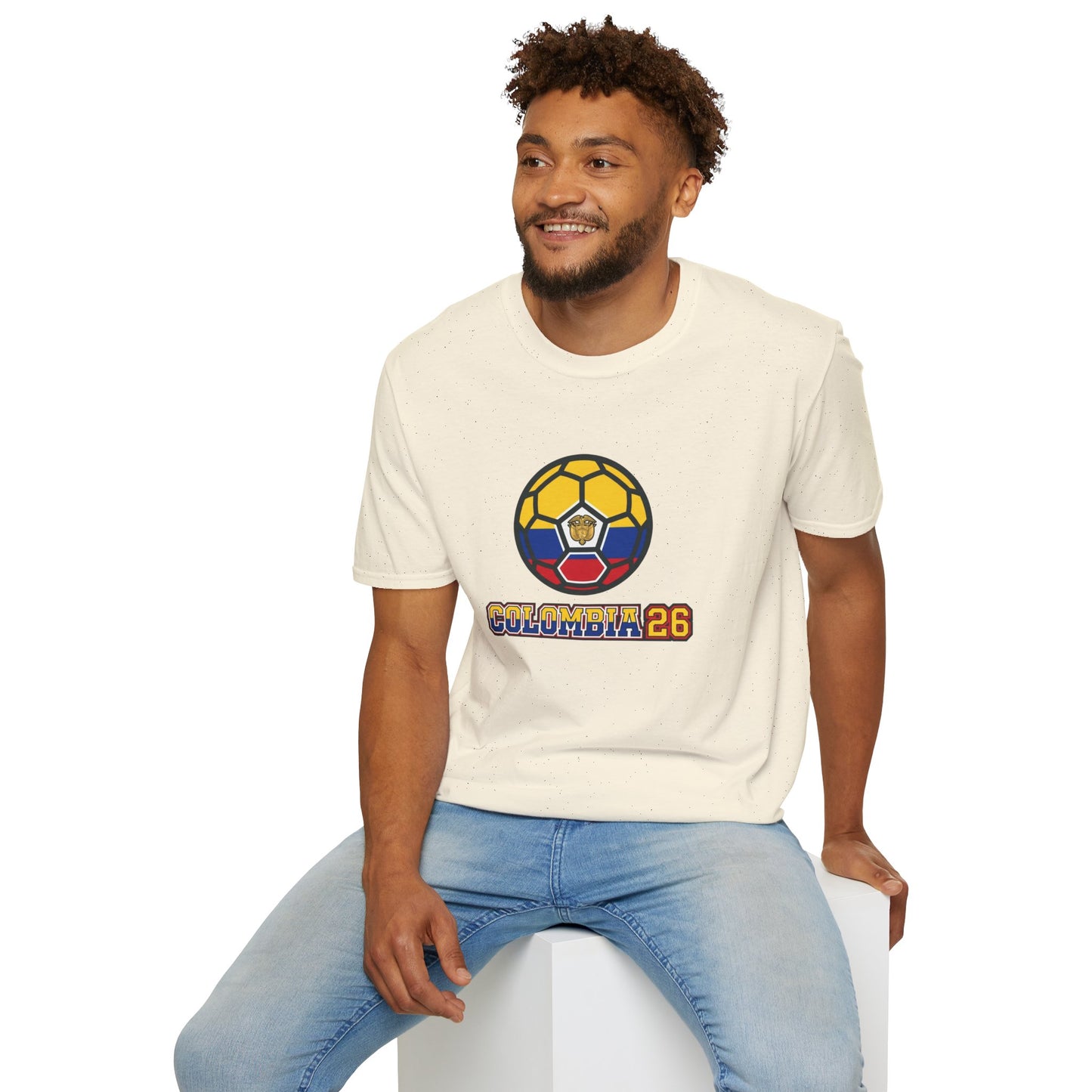 Colombia 26 Soccer Graphic Tee — Tricolor Flag & Coat of Arms