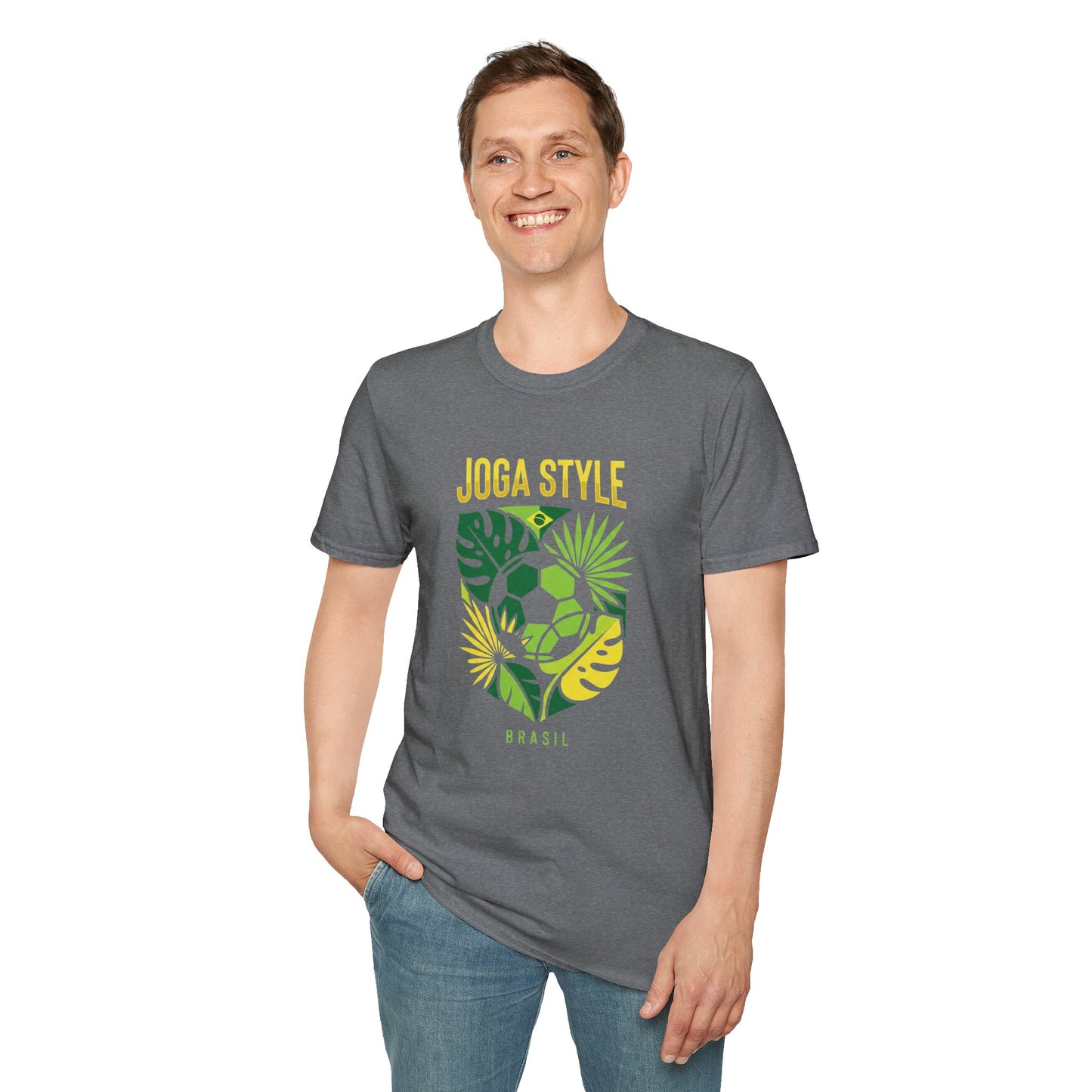 Joga Style Brasil Soccer T-Shirt — Monstera Shield Graphic