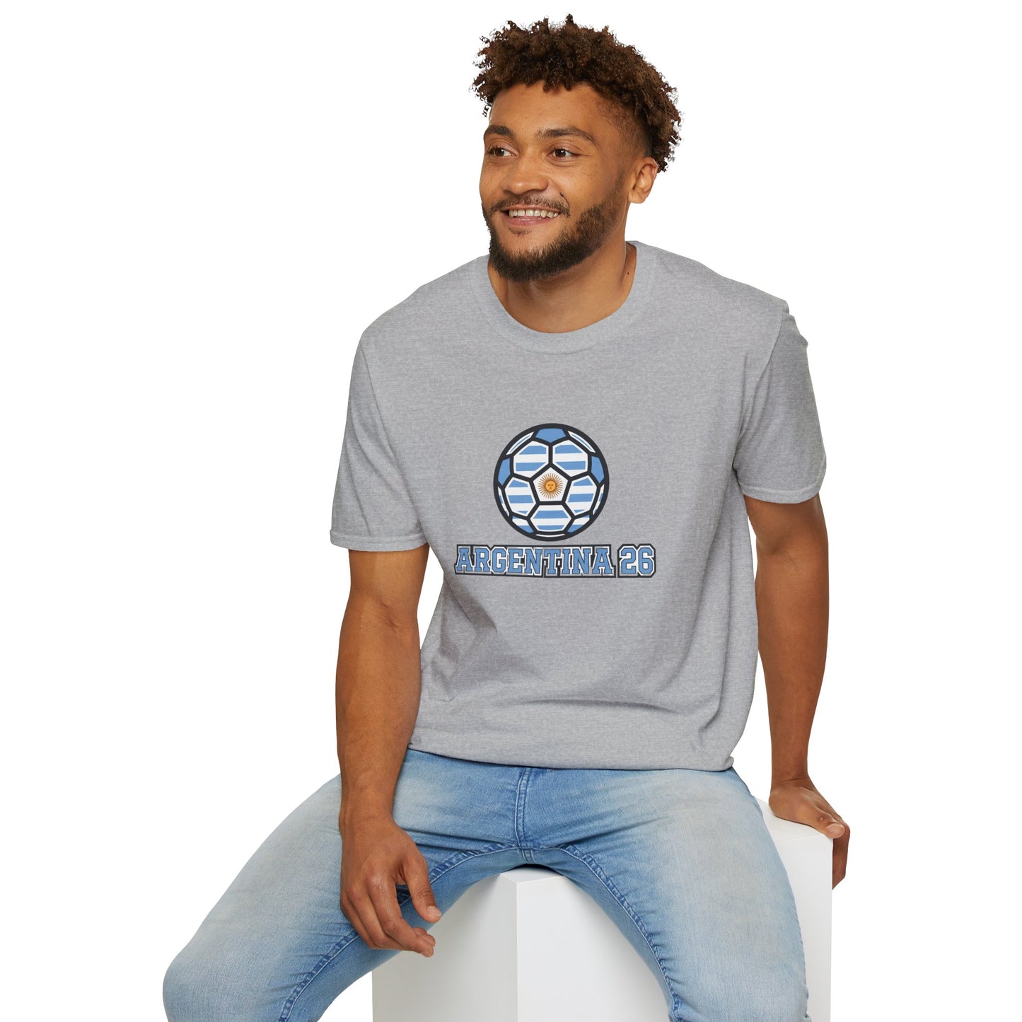 Argentina 26 Soccer T‑Shirt — La Albiceleste Sun of May Graphic Tee