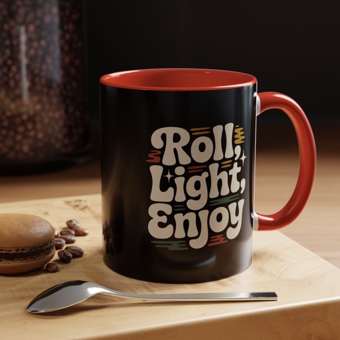 Coffee Mug — "Roll Light, Enjoy" Retro Accent Coffee Cup (11/15oz)