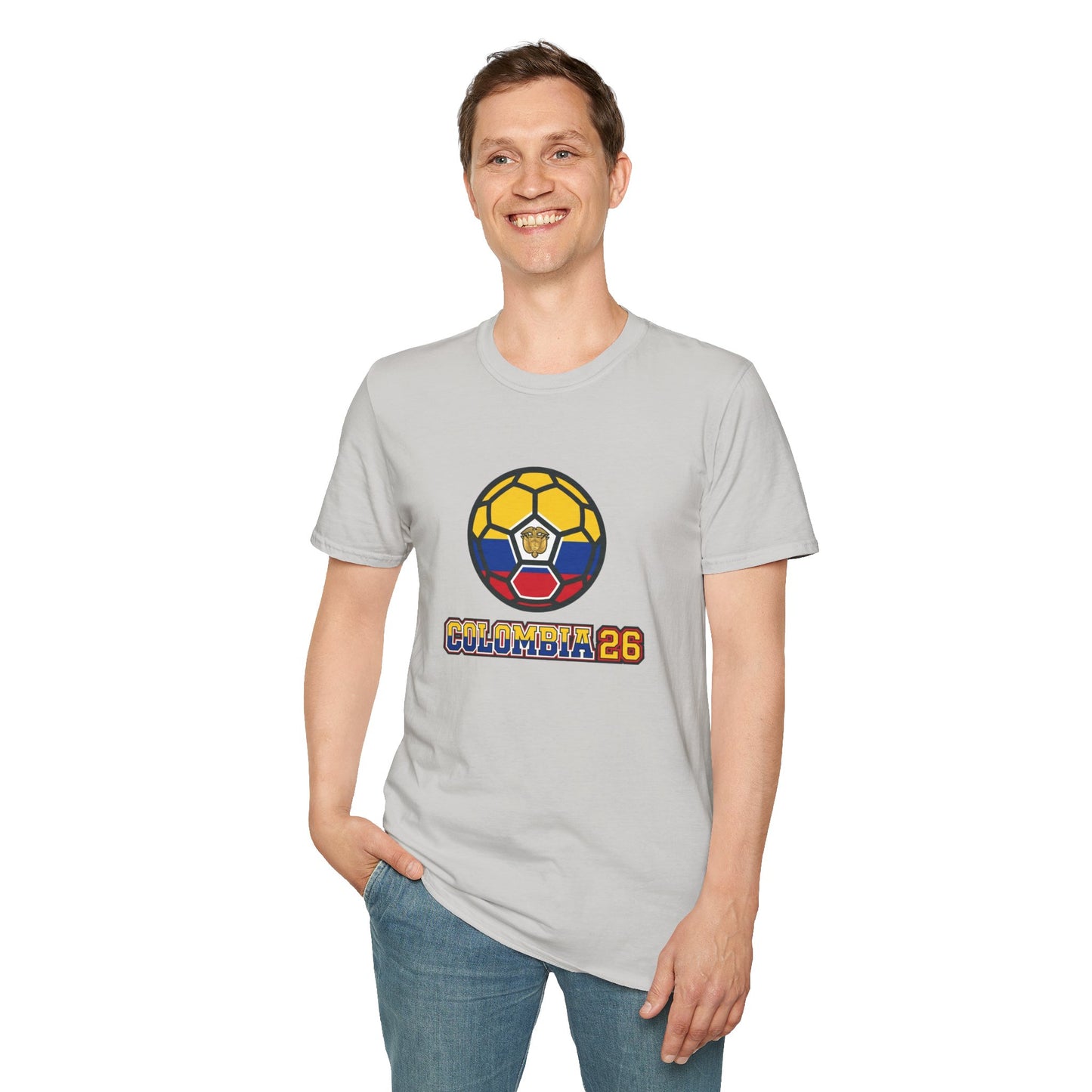 Colombia 26 Soccer Graphic Tee — Tricolor Flag & Coat of Arms