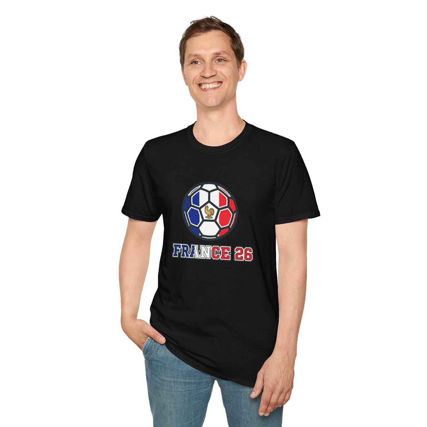 France 2026 Soccer T-Shirt — Tricolor Ball & Golden Gallic Rooster Graphic