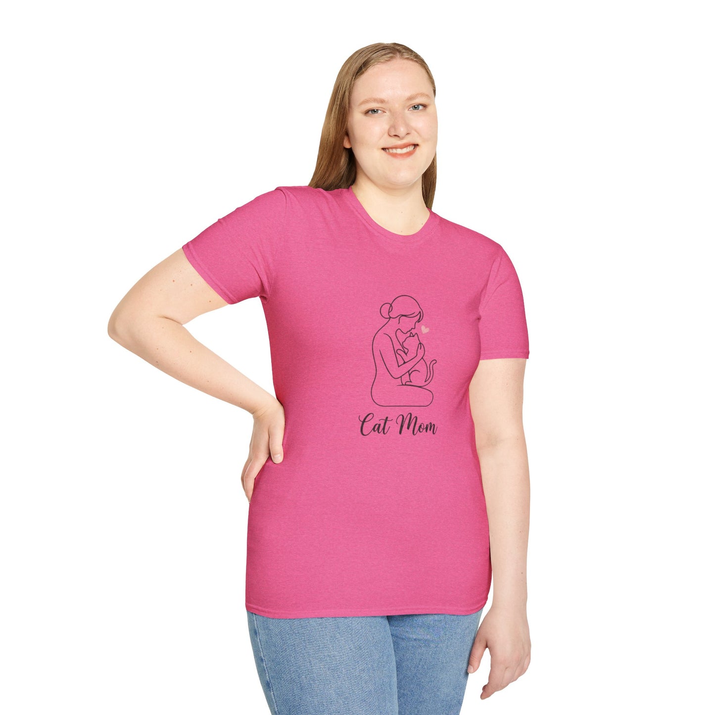 Cat Mom T-Shirt - Minimalist Line Art Graphic Tee - Cute Pet Lover Gift