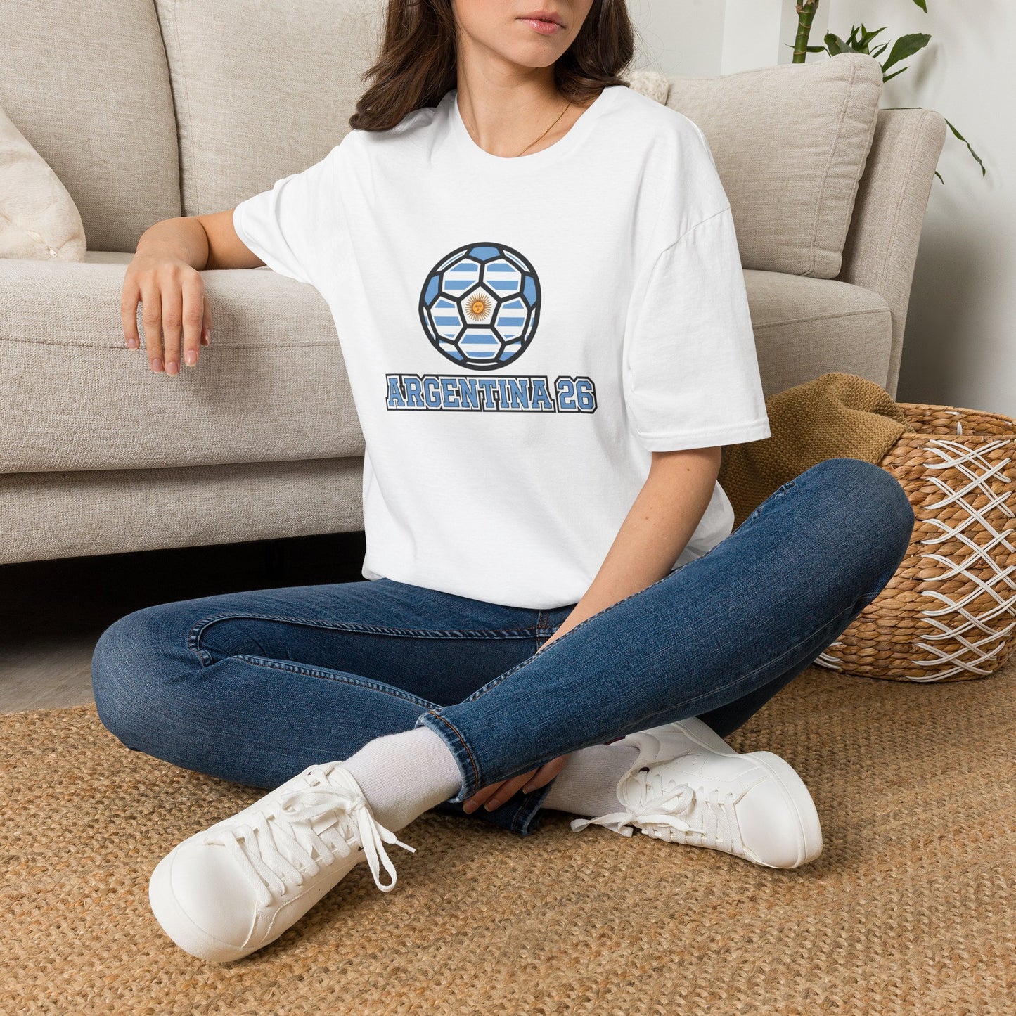 Argentina 26 Soccer T‑Shirt — La Albiceleste Sun of May Graphic Tee