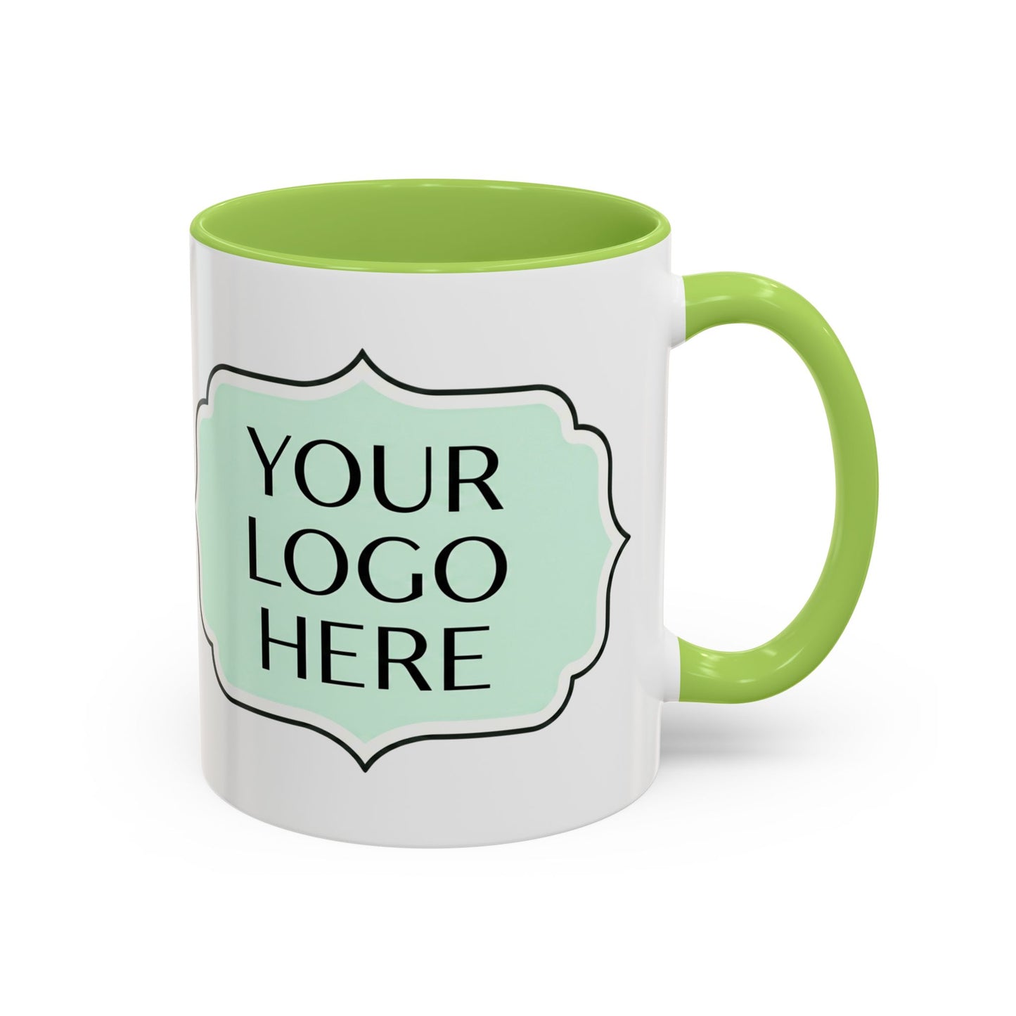 Accent Coffee Mug - Custom Logo Mint Label Design (11/15oz)