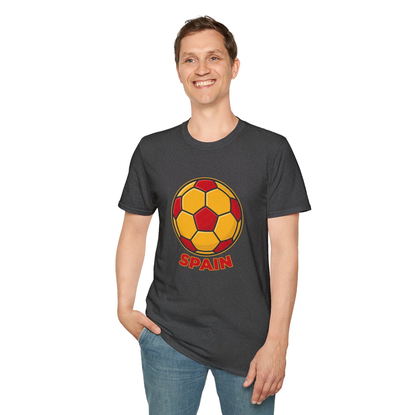 Spain Football Graphic Tee — Bold Red & Gold Soccer Shirt
