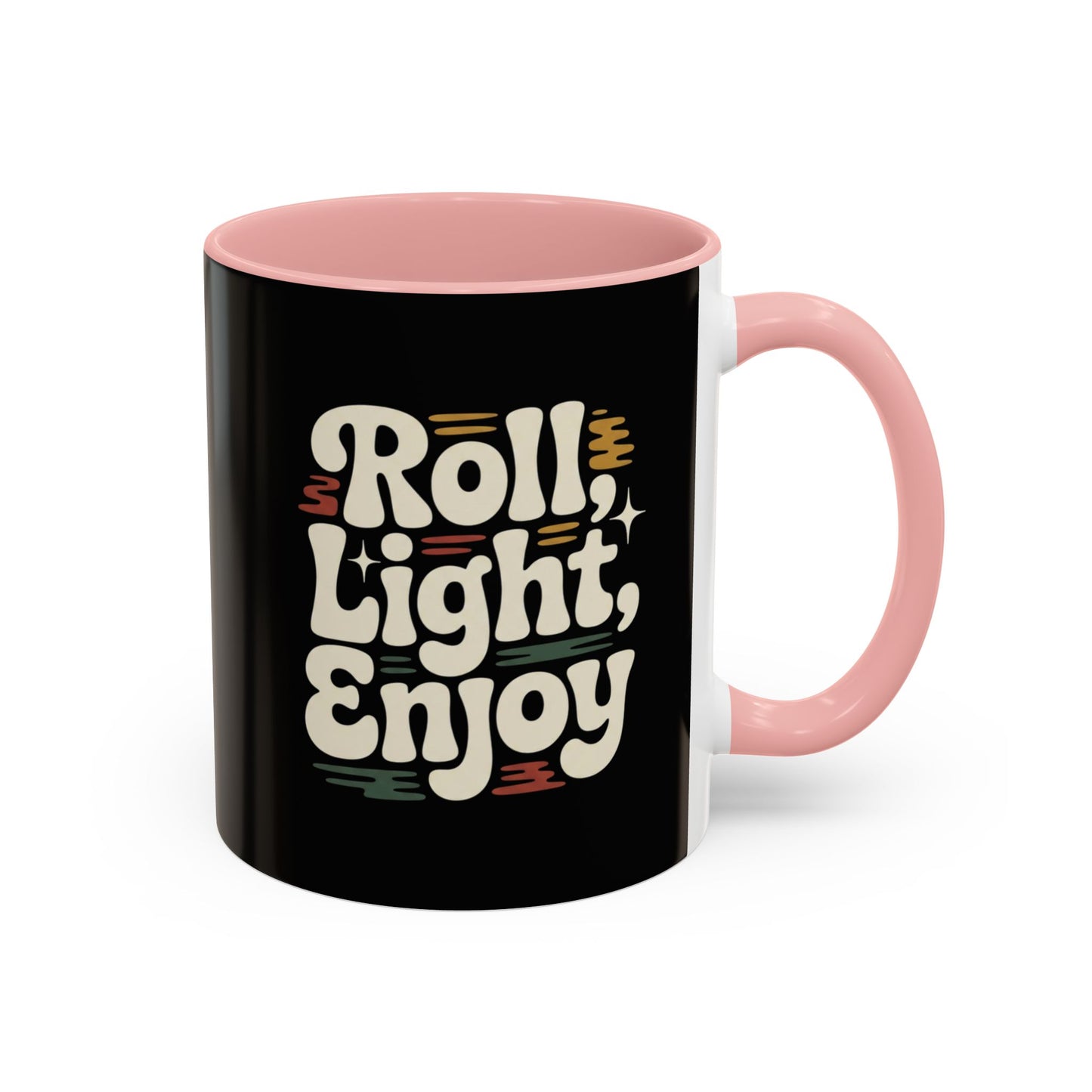 Coffee Mug — "Roll Light, Enjoy" Retro Accent Coffee Cup (11/15oz)