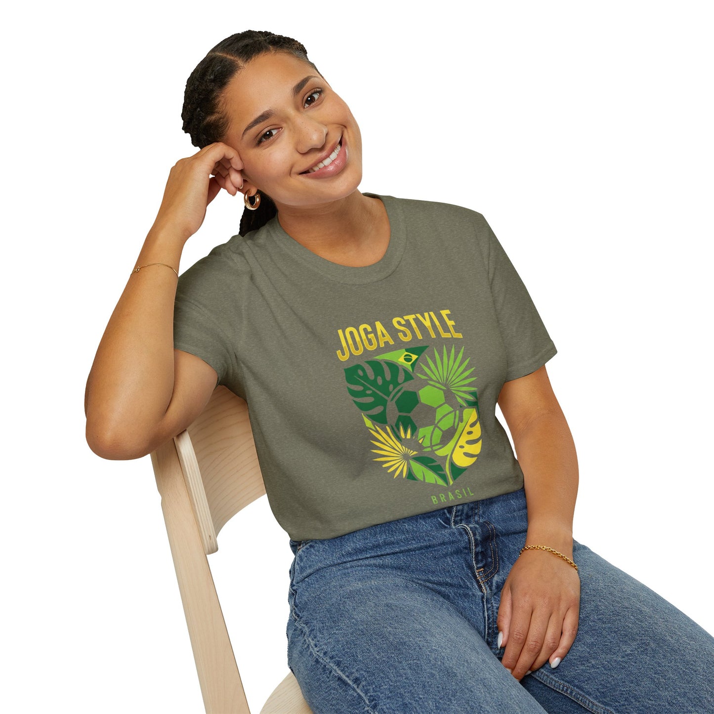 Joga Style Brasil Soccer T-Shirt — Monstera Shield Graphic