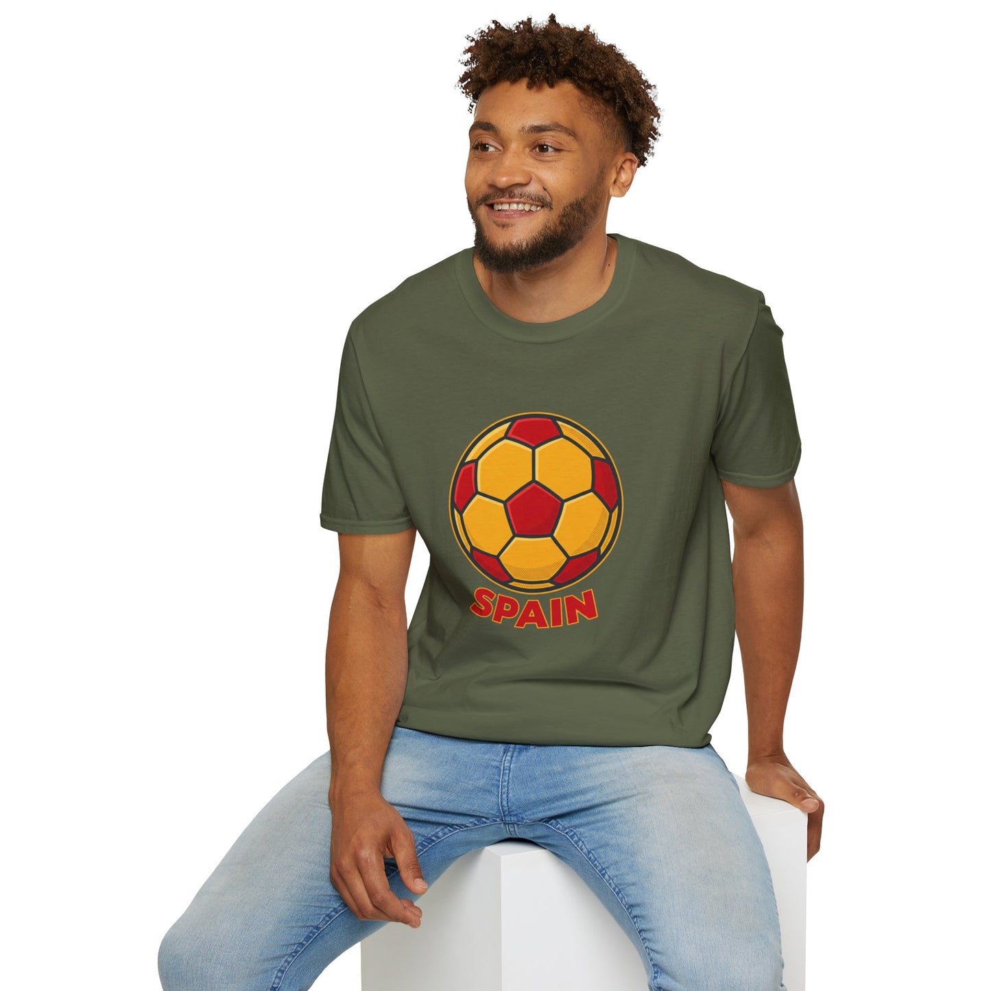 Spain Football Graphic Tee — Bold Red & Gold Soccer Shirt