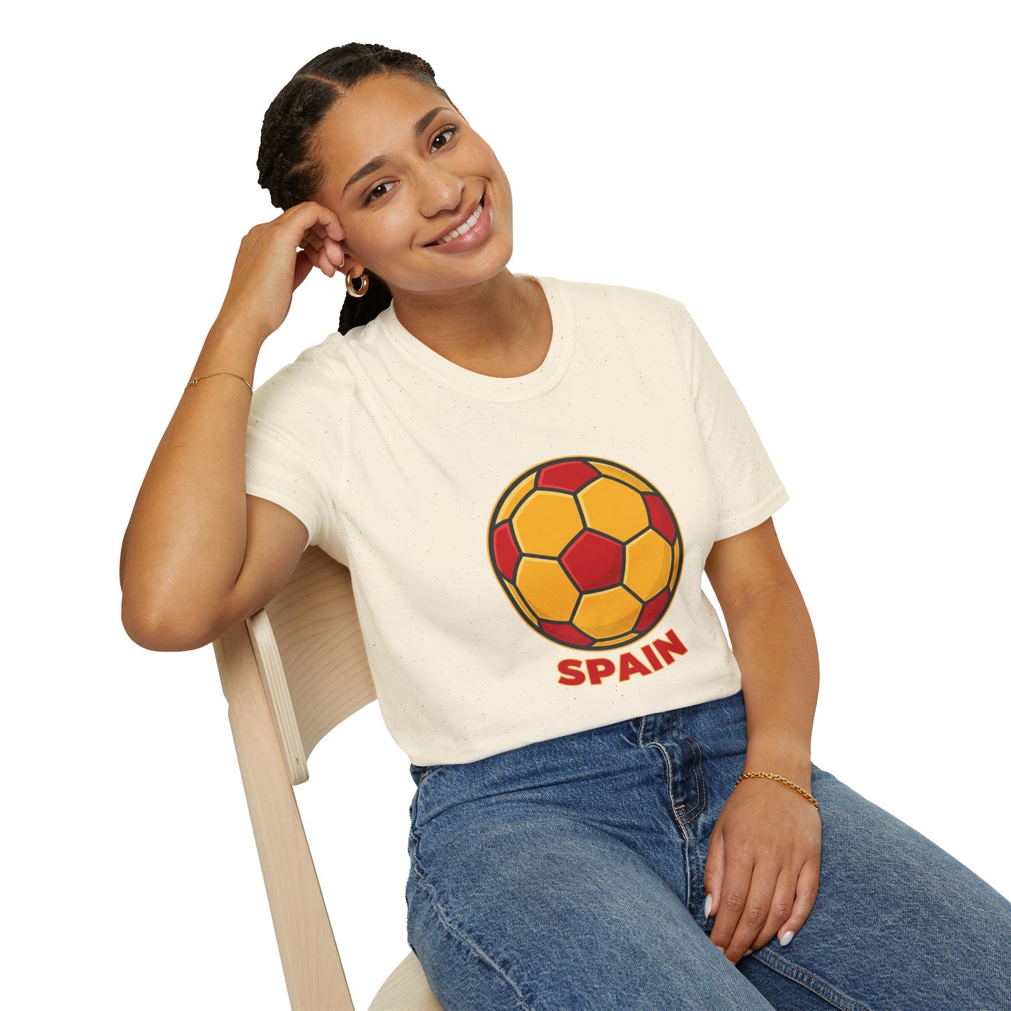 Spain Football Graphic Tee — Bold Red & Gold Soccer Shirt