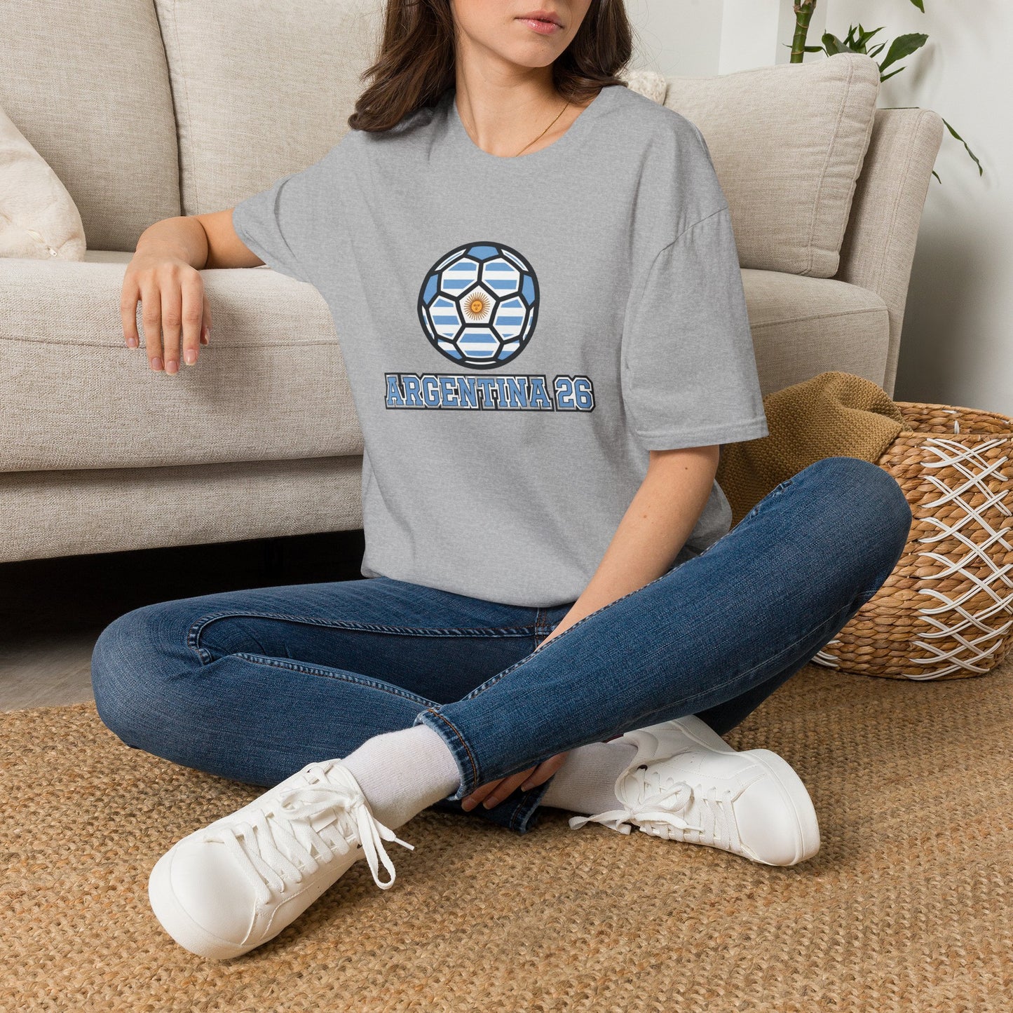 Argentina 26 Soccer T‑Shirt — La Albiceleste Sun of May Graphic Tee