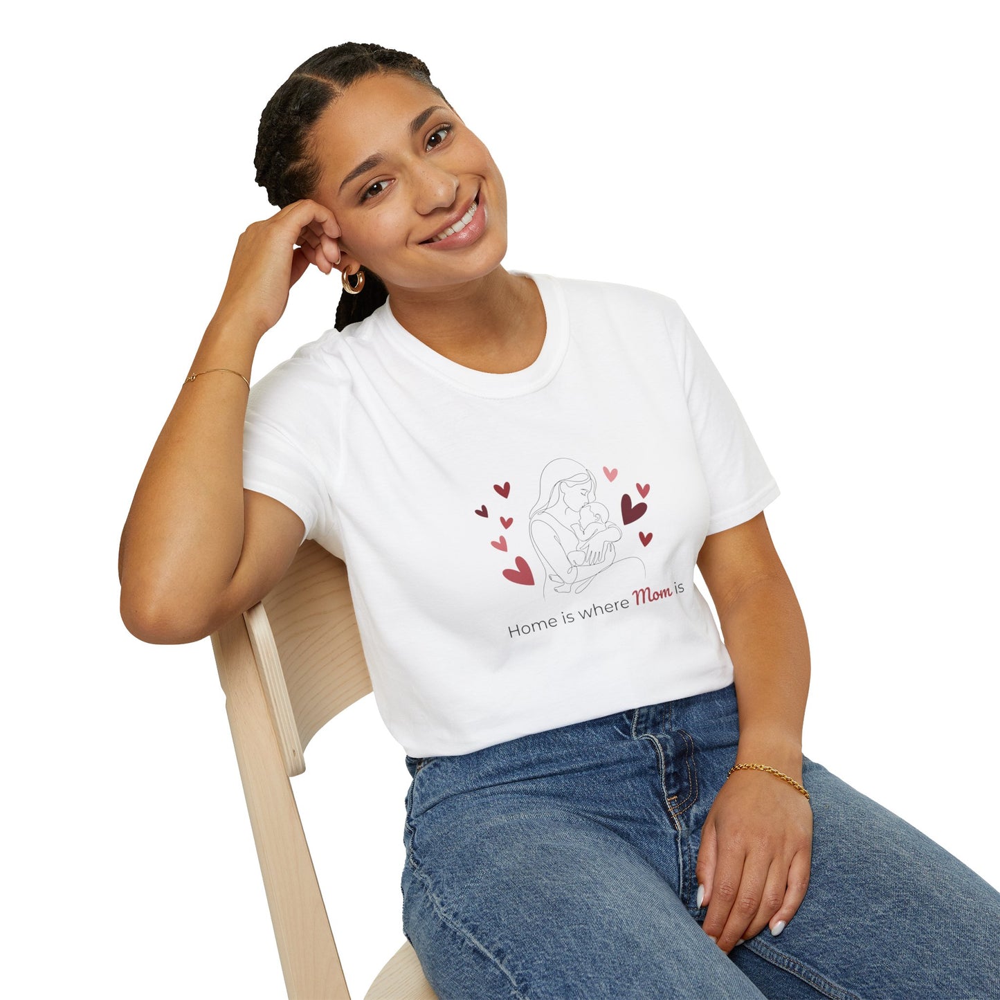 Home Is Where Mom Is T-Shirt — Cute Heart Mom Graphic Tee for Mother's Day
