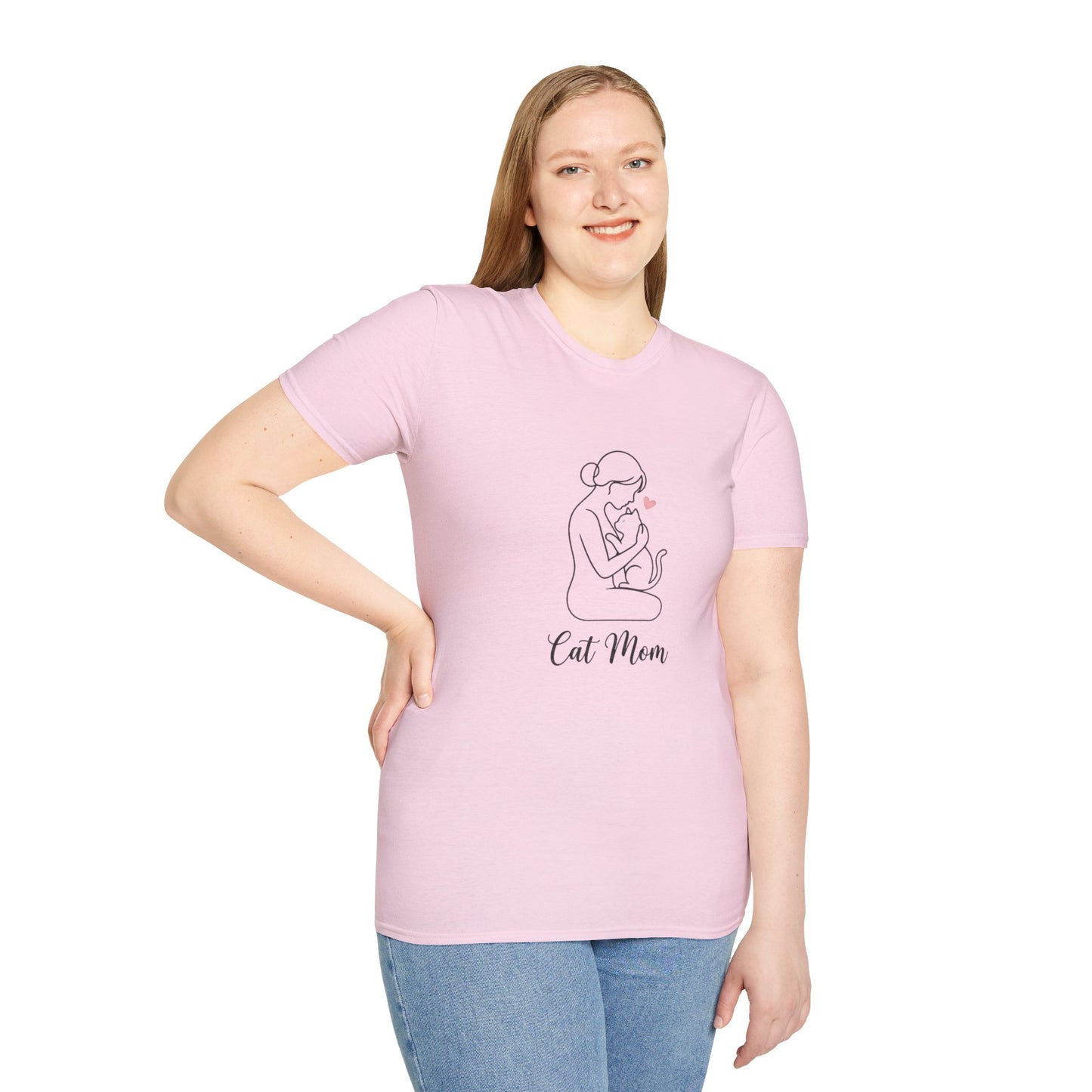 Cat Mom T-Shirt - Minimalist Line Art Graphic Tee - Cute Pet Lover Gift