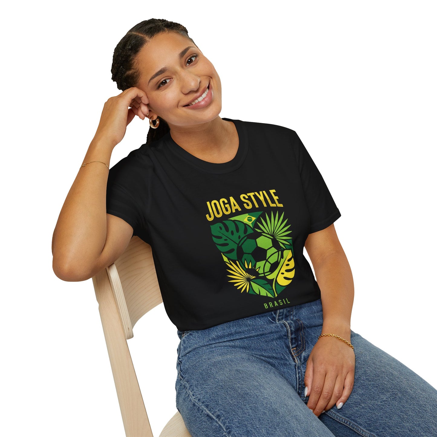 Joga Style Brasil Soccer T-Shirt — Monstera Shield Graphic