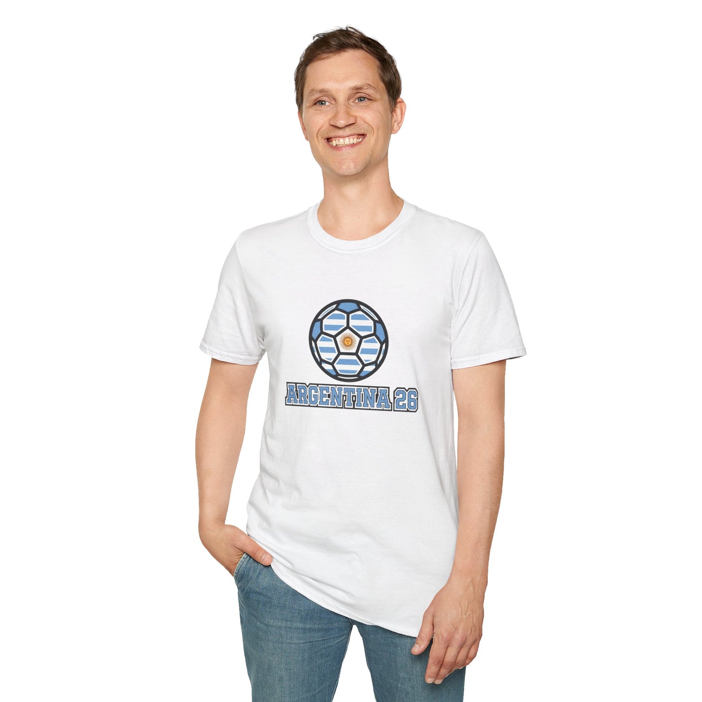Argentina 26 Soccer T‑Shirt — La Albiceleste Sun of May Graphic Tee