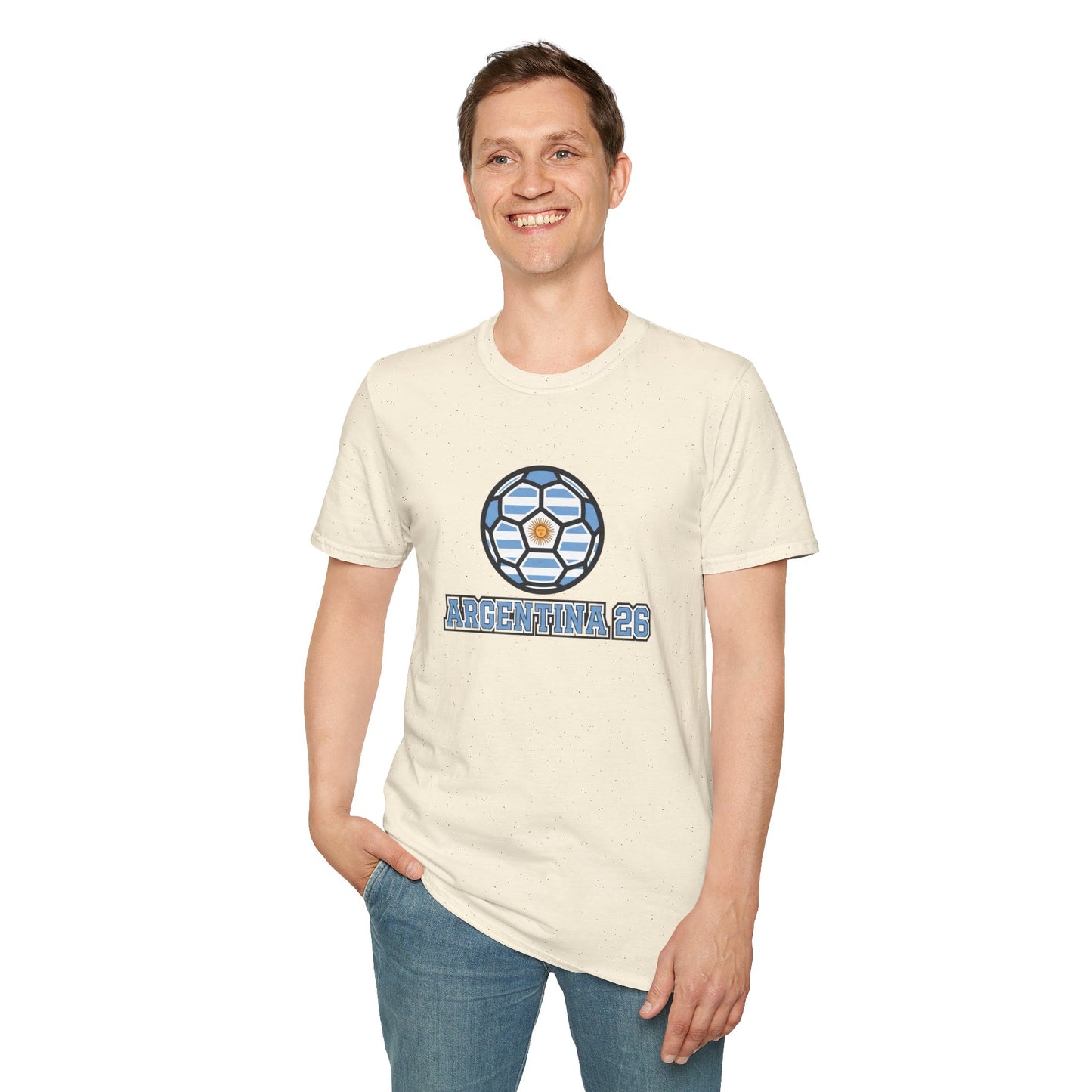 Argentina 26 Soccer T‑Shirt — La Albiceleste Sun of May Graphic Tee