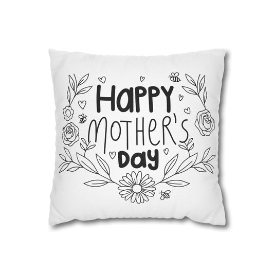 Floral Bees Pillowcase — Hand-Drawn Roses & Daisies Spring Pillow