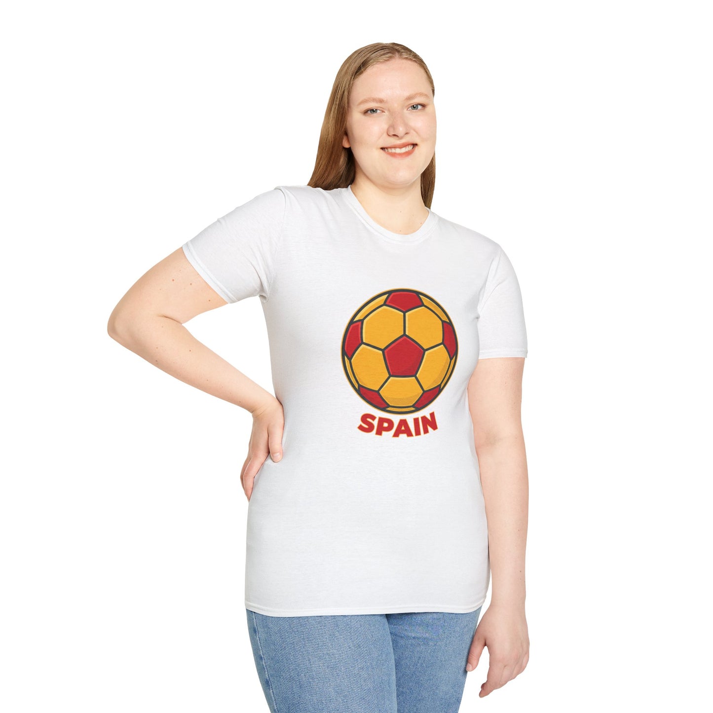 Spain Football Graphic Tee — Bold Red & Gold Soccer Shirt